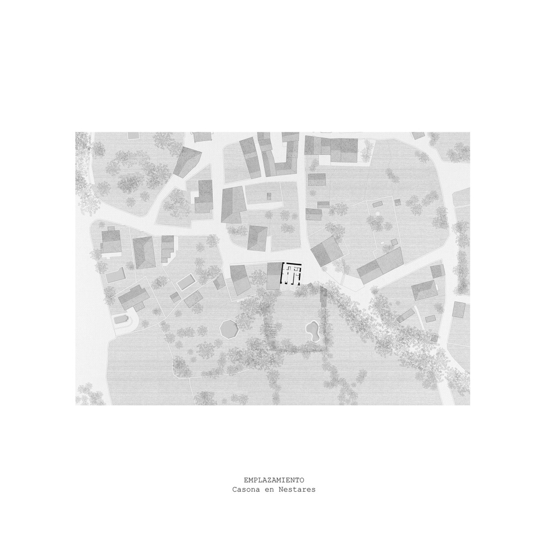 Plano de emplazamiento. Casona en Nestares por Atelier Atlántico.