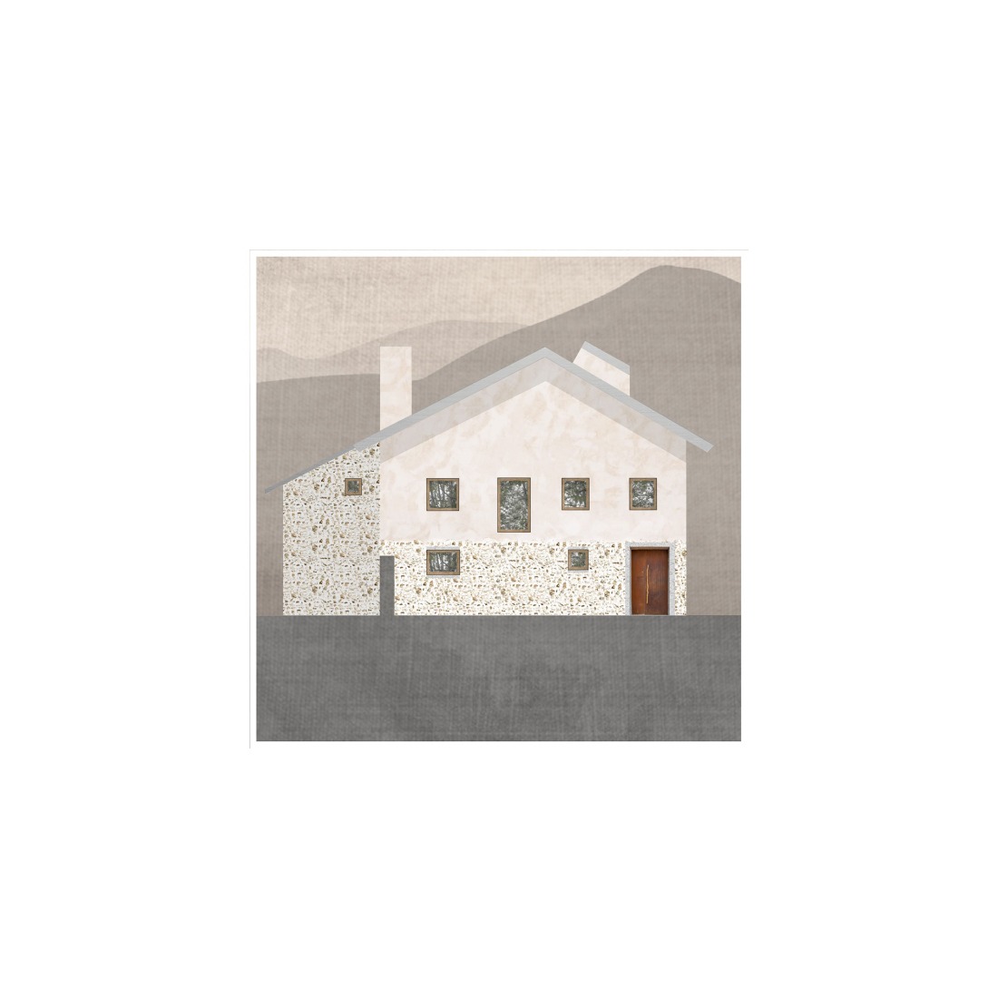 Collage. Casona en Nestares por Atelier Atlántico.