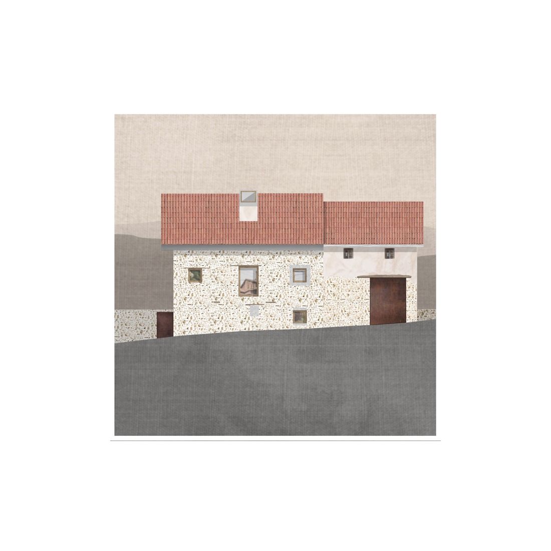 Collage. Casona en Nestares por Atelier Atlántico.