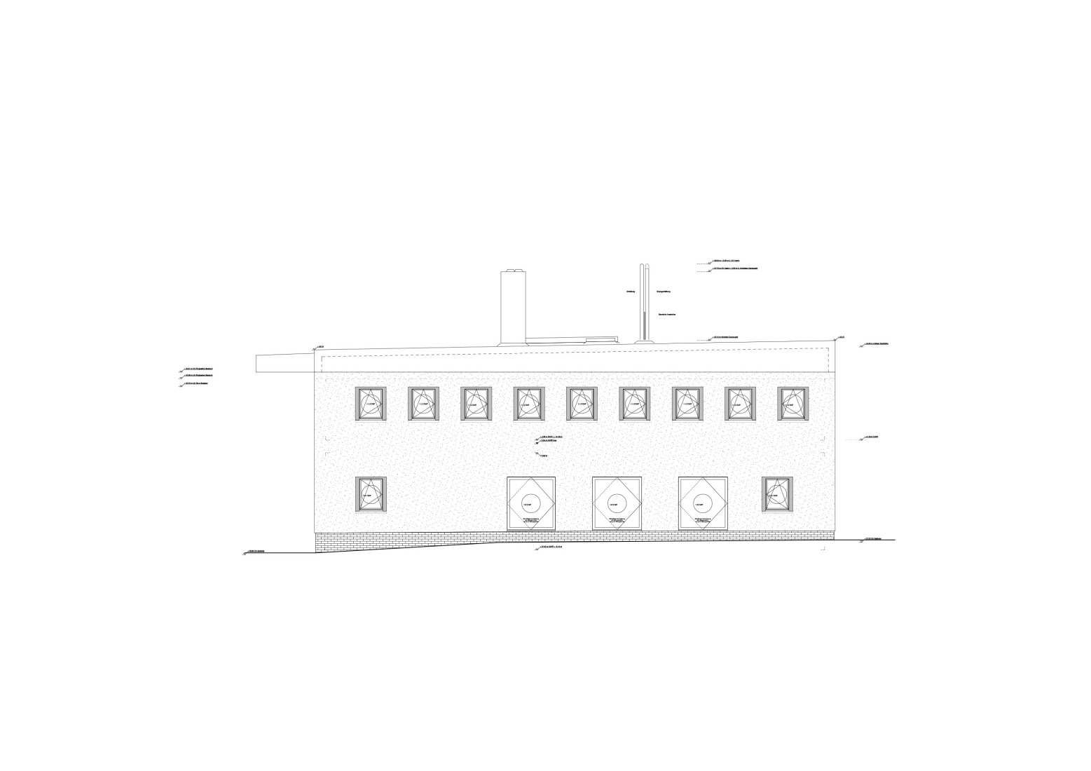 East elevation. Antivilla by Brandlhuber + Emde, Burlon.