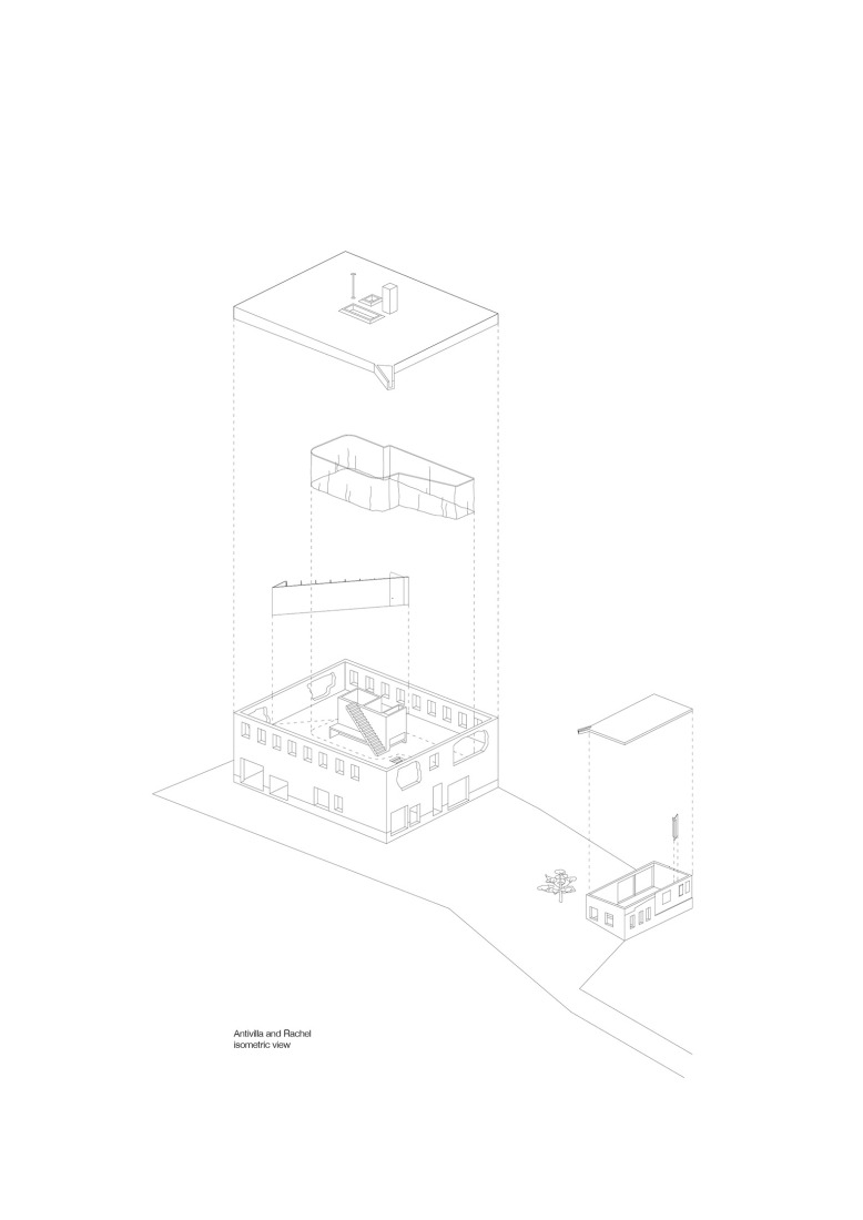 Isometric view. Antivilla by Brandlhuber + Emde, Burlon.