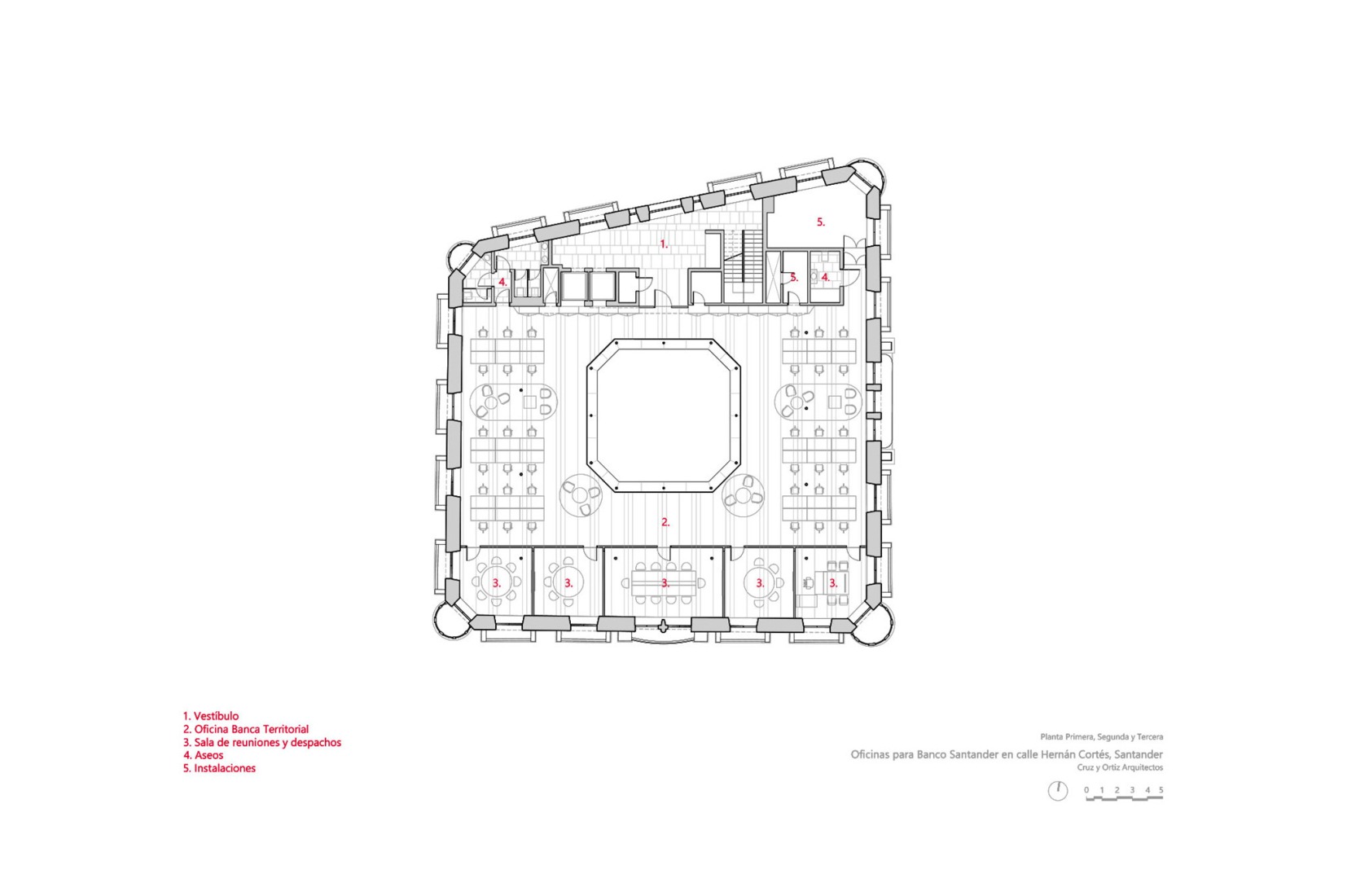 Third floor plan. Banco Santander Offices by Cruz y Ortiz Arquitectos.