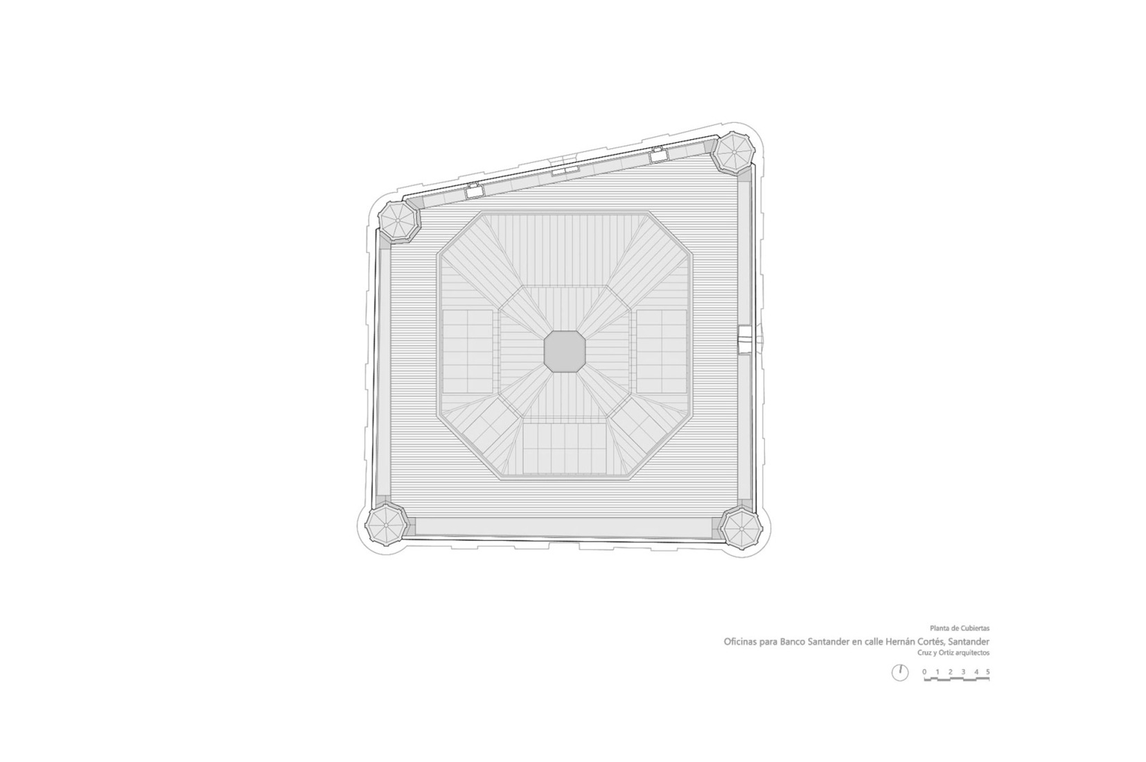 Roof plan. Banco Santander Offices by Cruz y Ortiz Arquitectos.