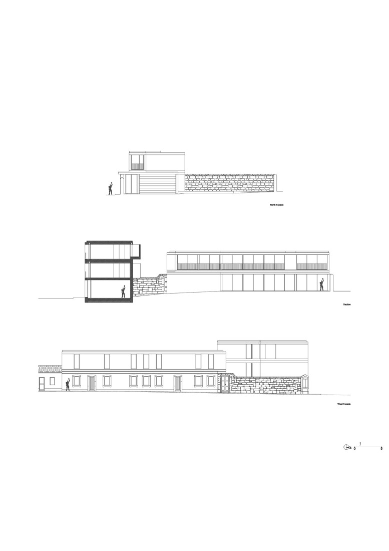 Sección. Vivienda colectiva en Vila do Conde por Raulino Silva Arquitecto.