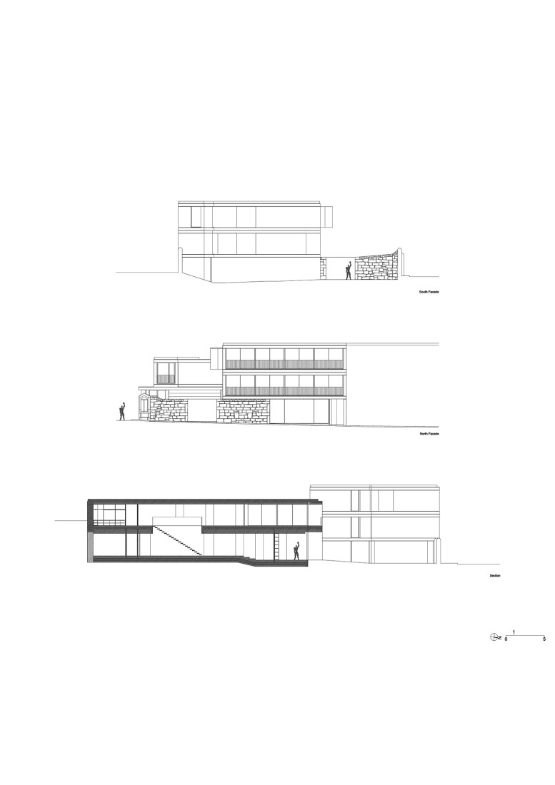 Sección. Vivienda colectiva en Vila do Conde por Raulino Silva Arquitecto.