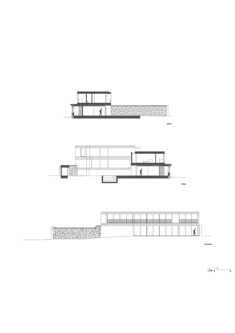 Sección. Vivienda colectiva en Vila do Conde por Raulino Silva Arquitecto.