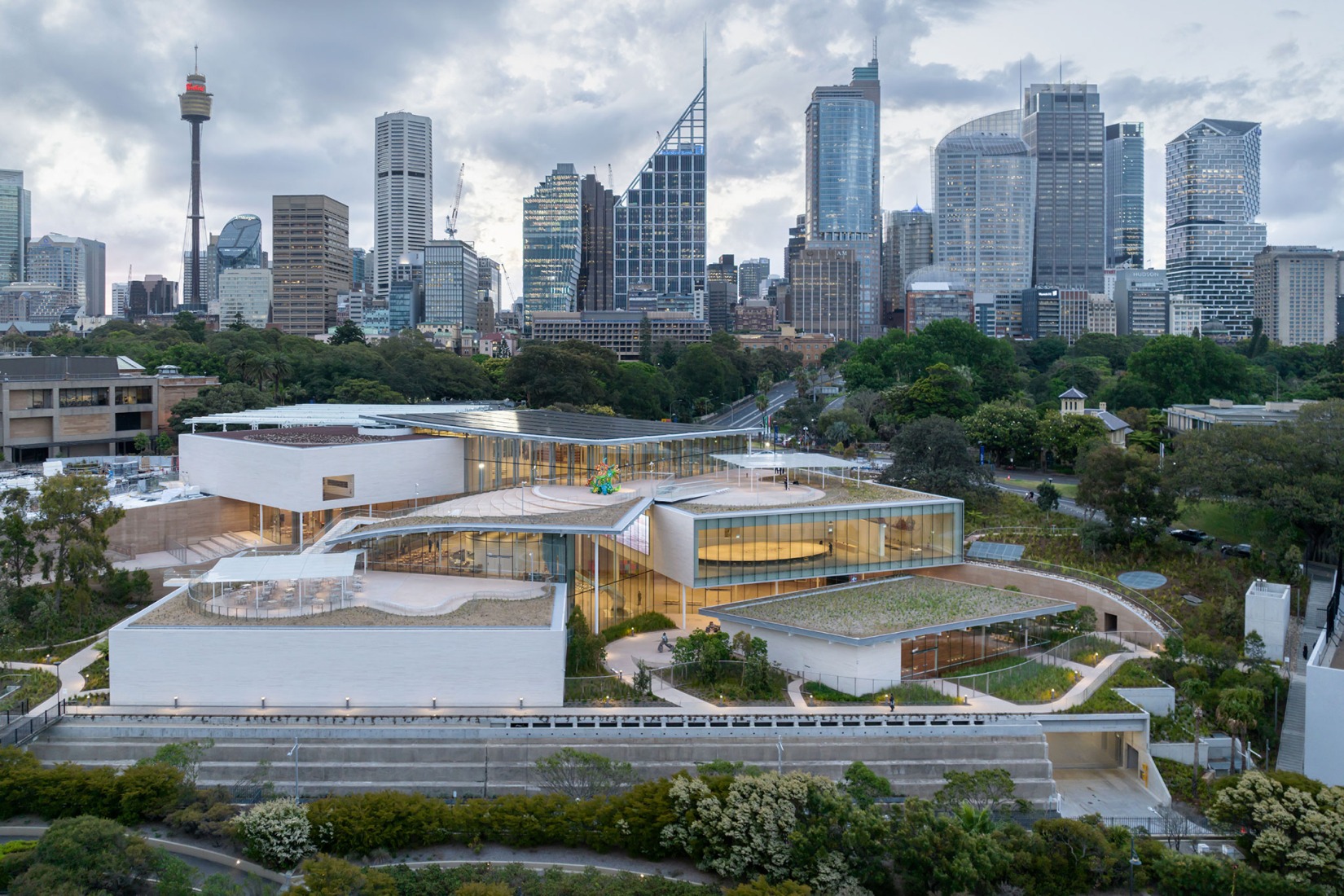 Aerial view of the Art Gallery of New South Wales’ new SANAA-designed building, 2022. Photograph by Iwan Baan.