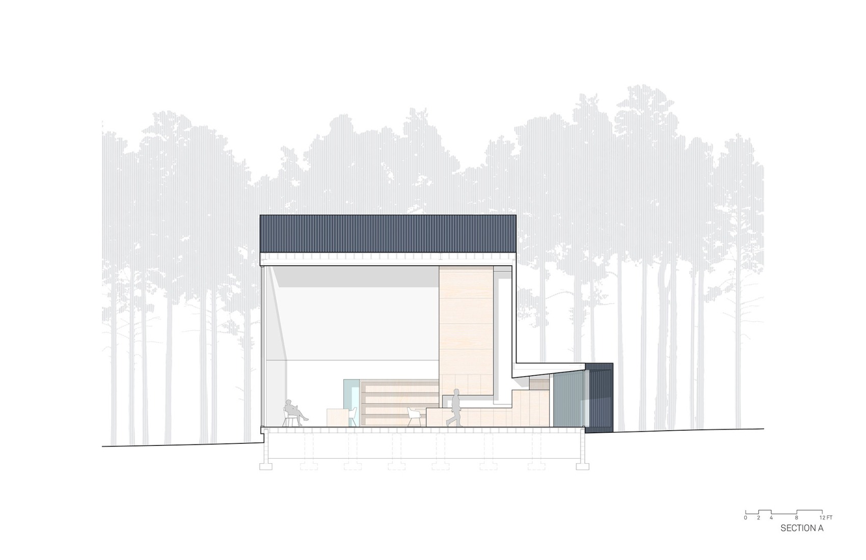 Section. Steeplechase House by Brooks + Scarpa. 