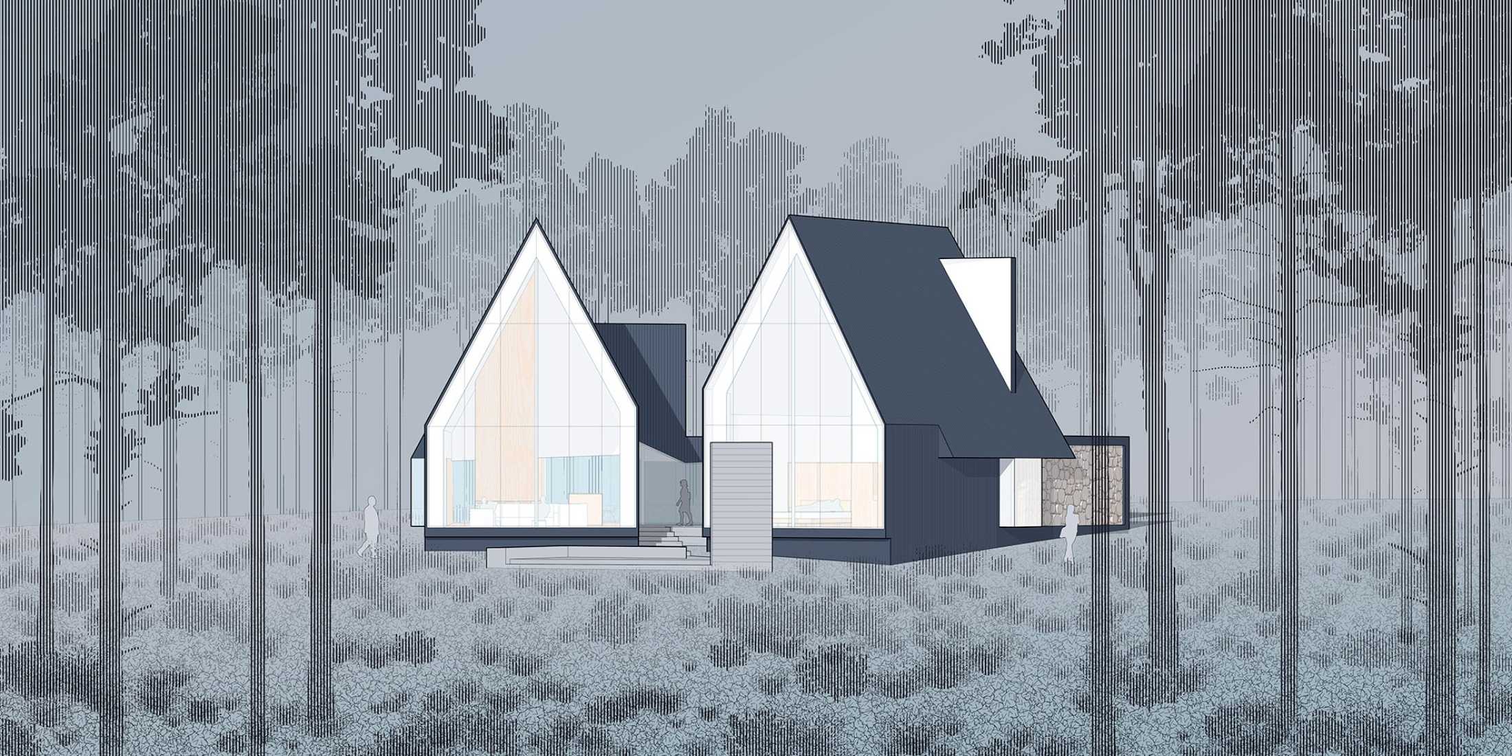 Elevation. Steeplechase House by Brooks + Scarpa. 