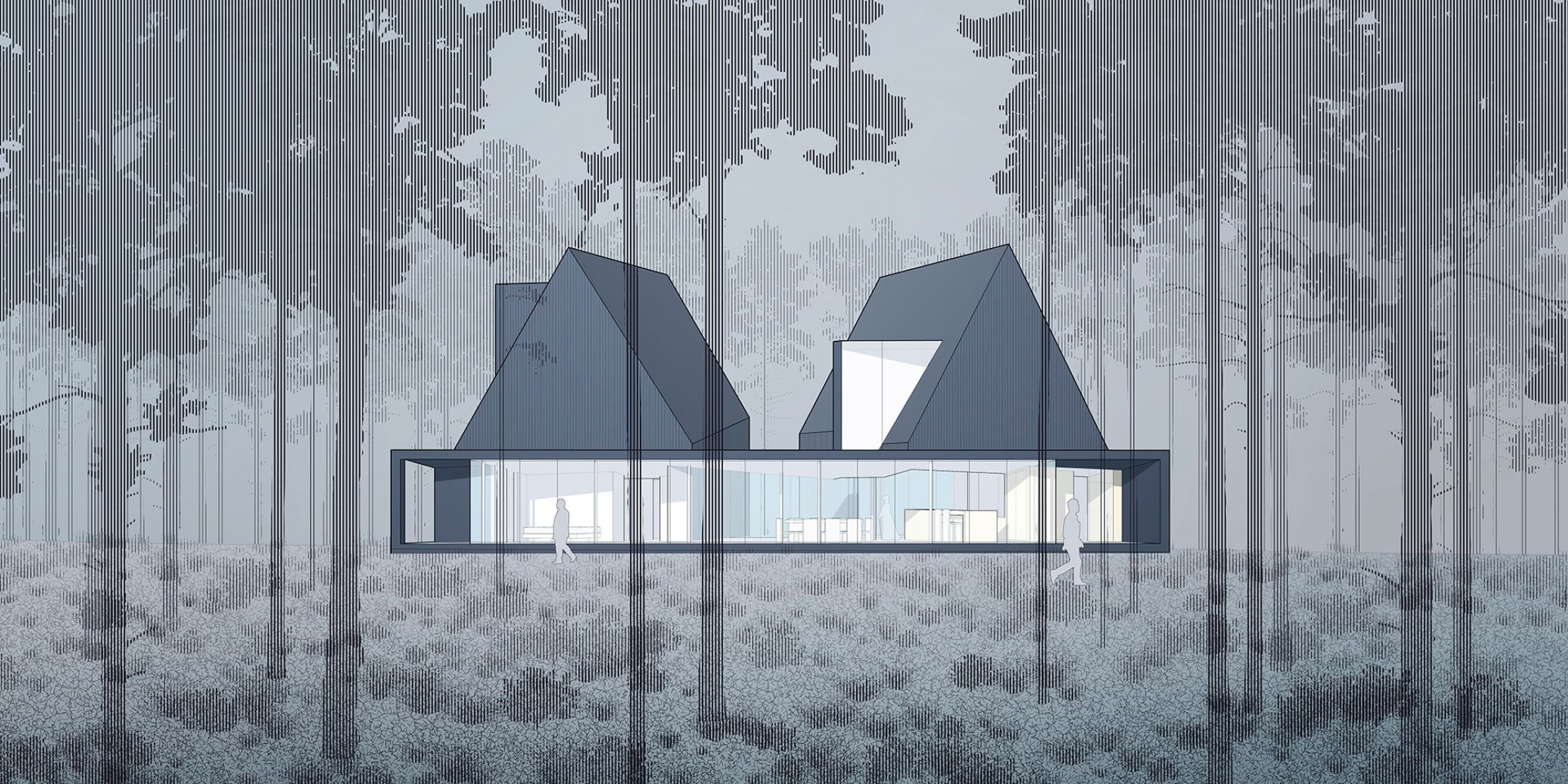 Elevation. Steeplechase House by Brooks + Scarpa. 