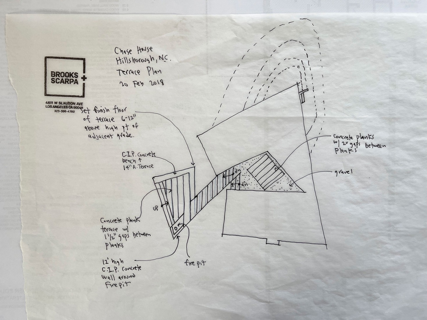 Sketch. Steeplechase House by Brooks + Scarpa. 