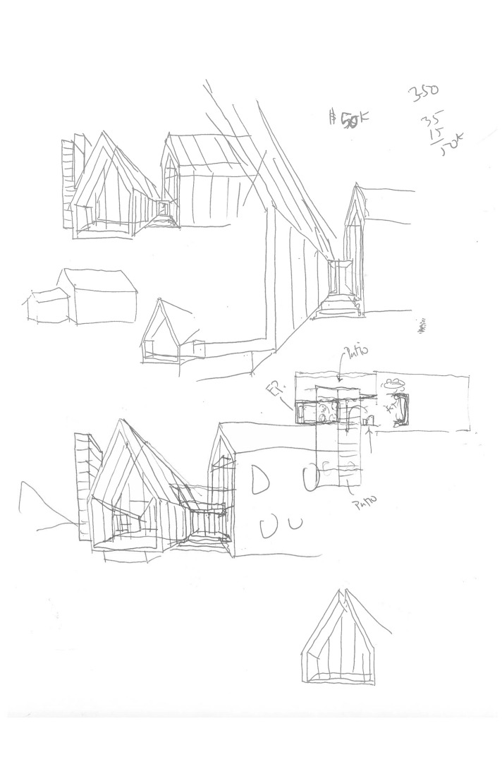 Sketch. Steeplechase House by Brooks + Scarpa. 