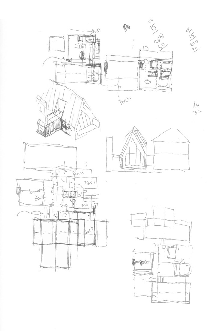 Sketch. Steeplechase House by Brooks + Scarpa. 