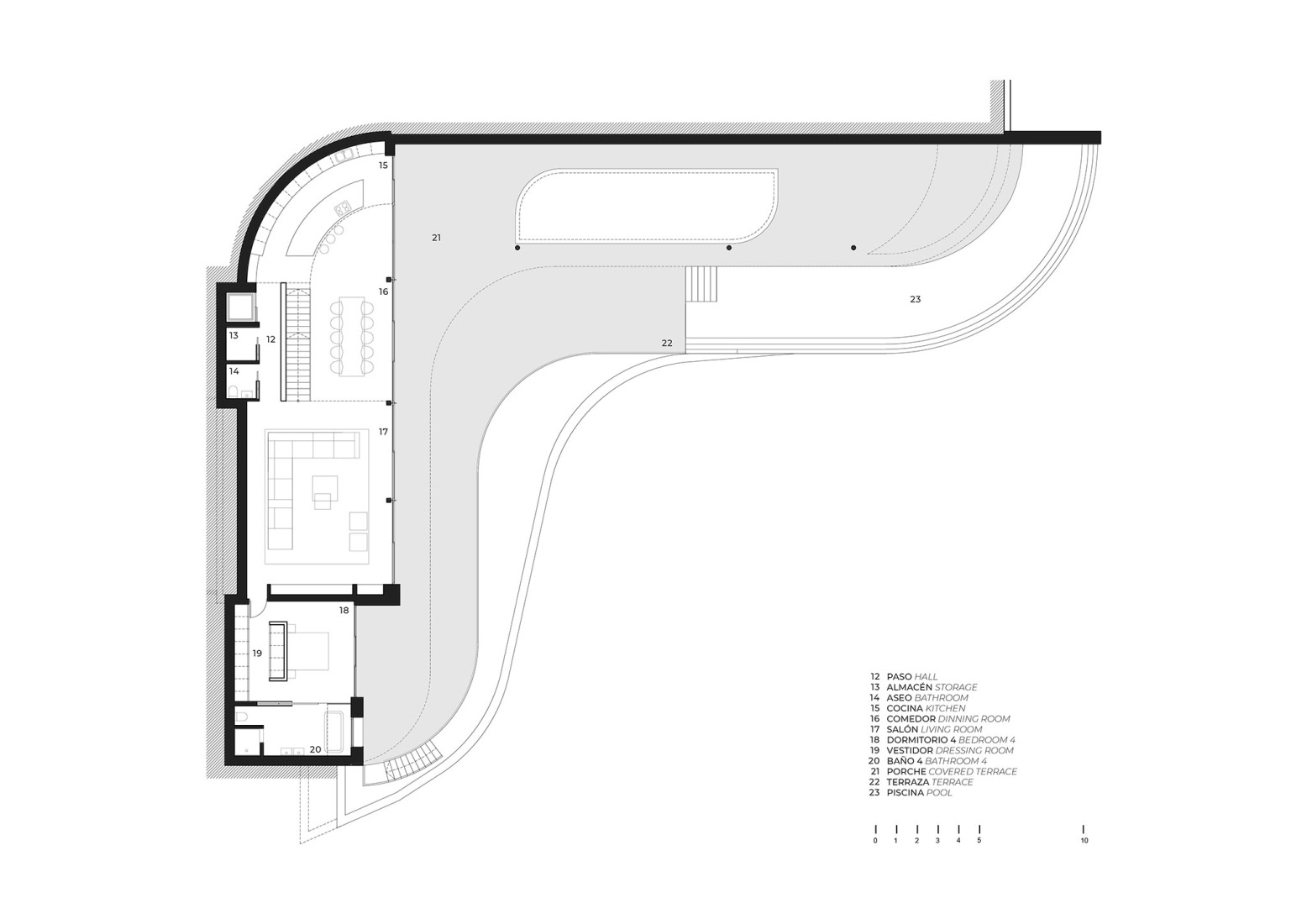 Ground floor plan. Housing CTZ2 by Pepe Giner Arquitectos.