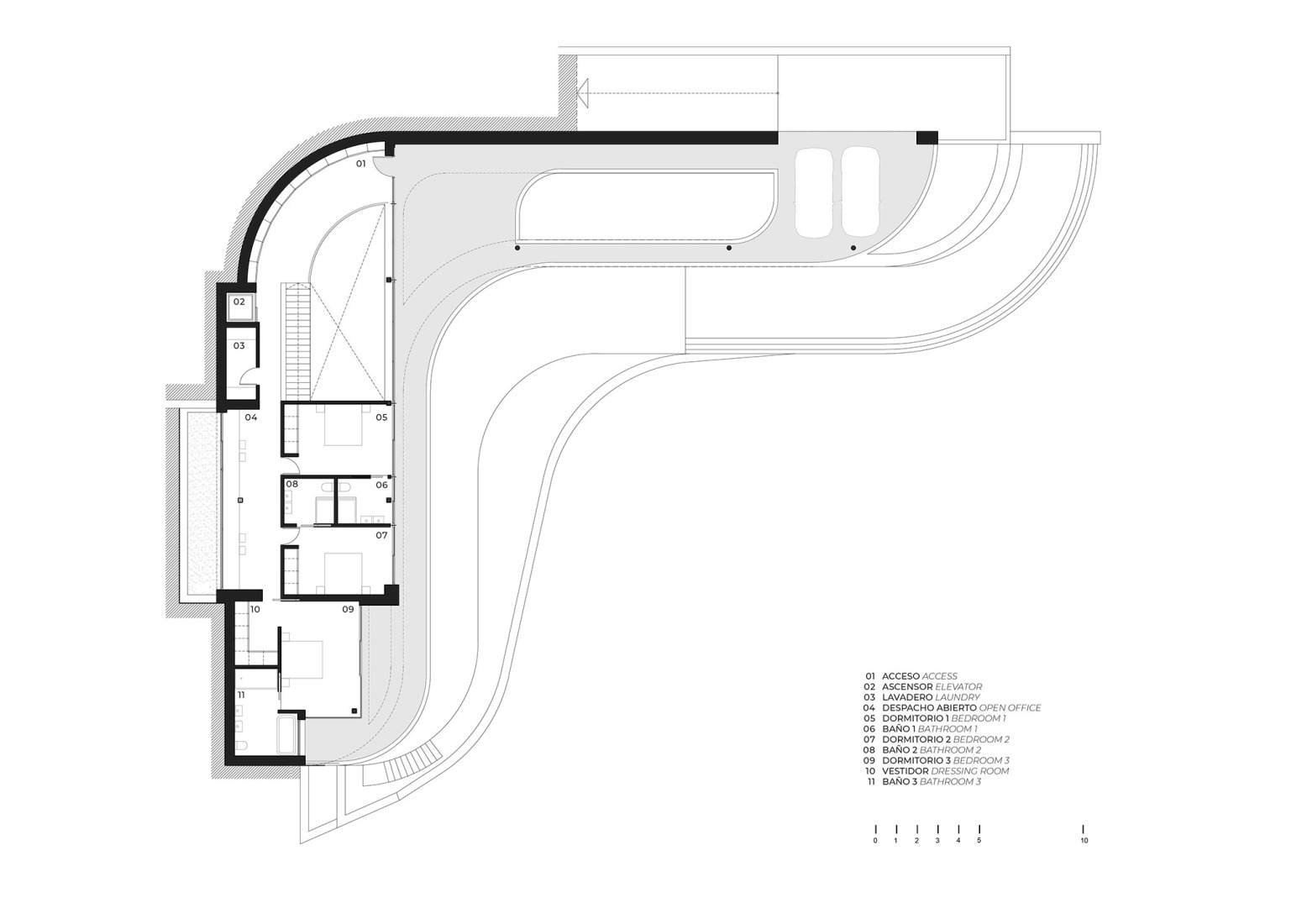 High floor plan. Housing CTZ2 by Pepe Giner Arquitectos.