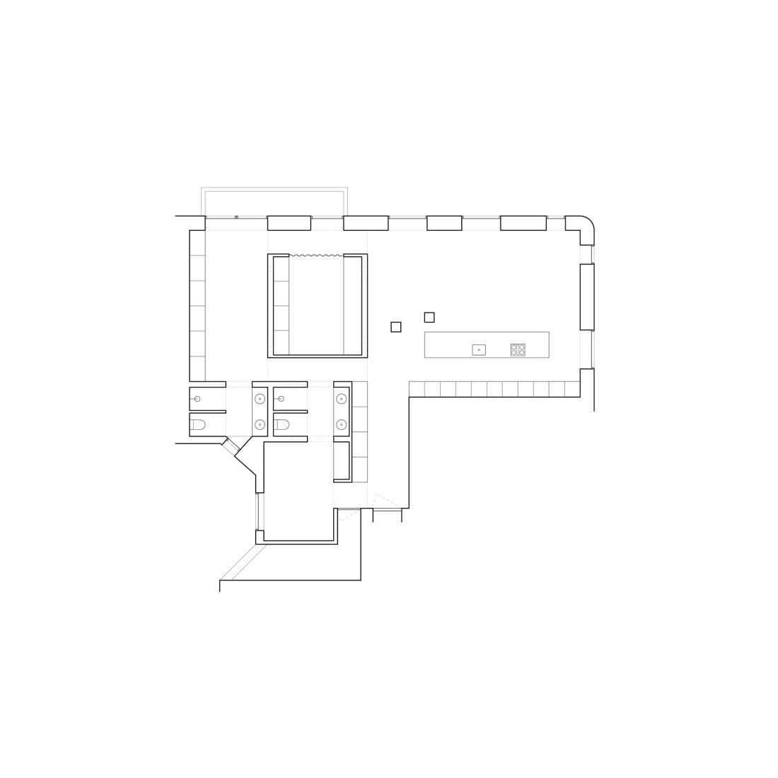 Plano de planta baja. Casa DS por DIIR.