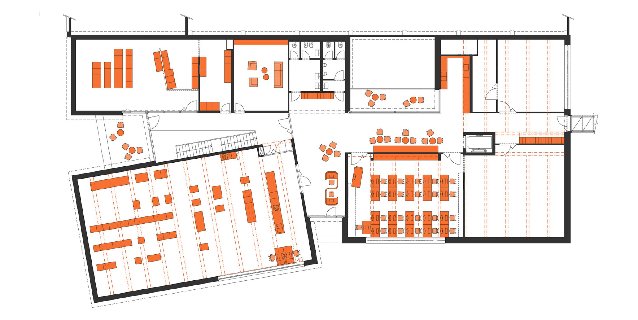 First floor plan. BLUM Headquarters by QARTA Architektura.