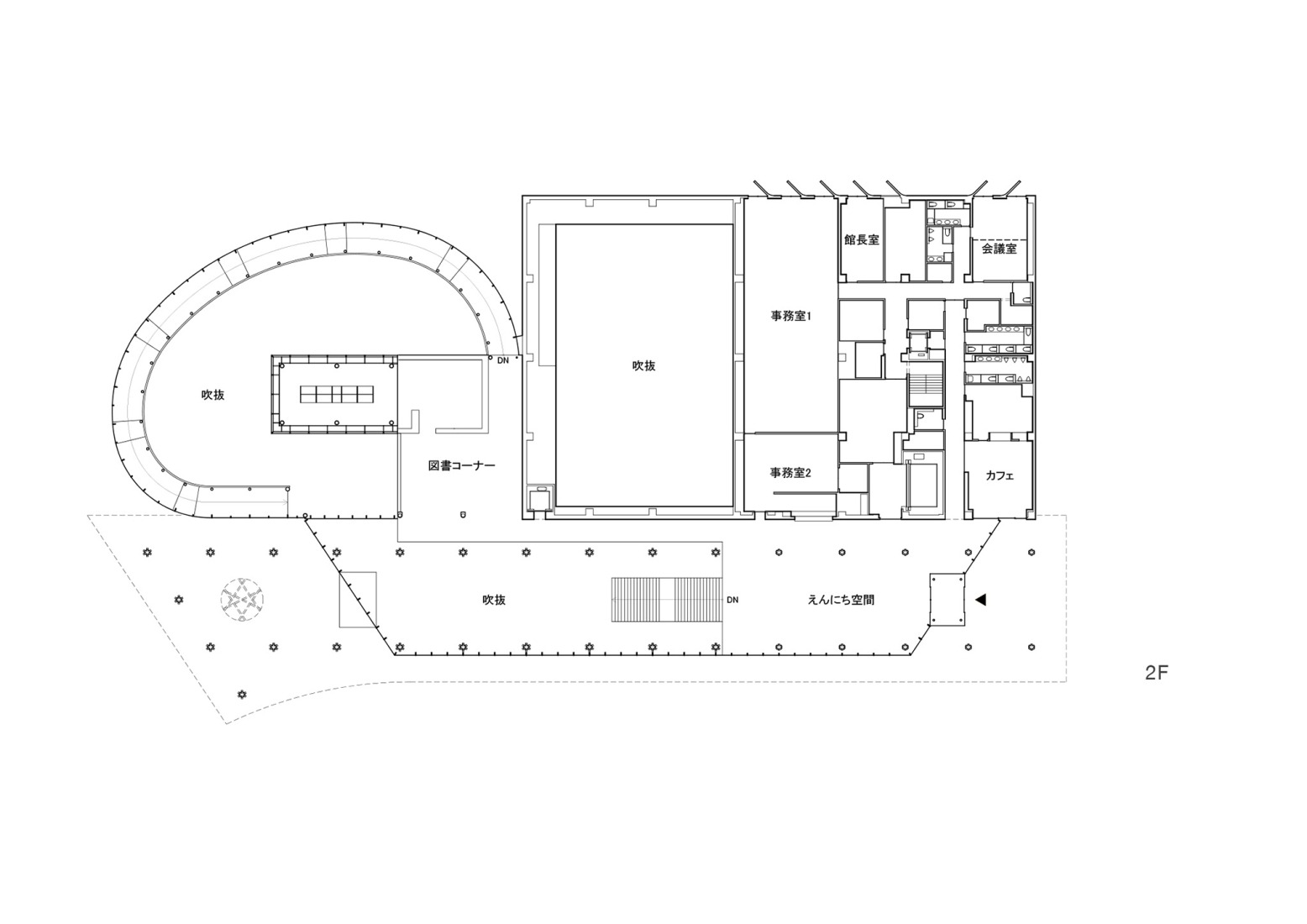 Second floor plan. Toyota City Museum by Shigeru Ban.