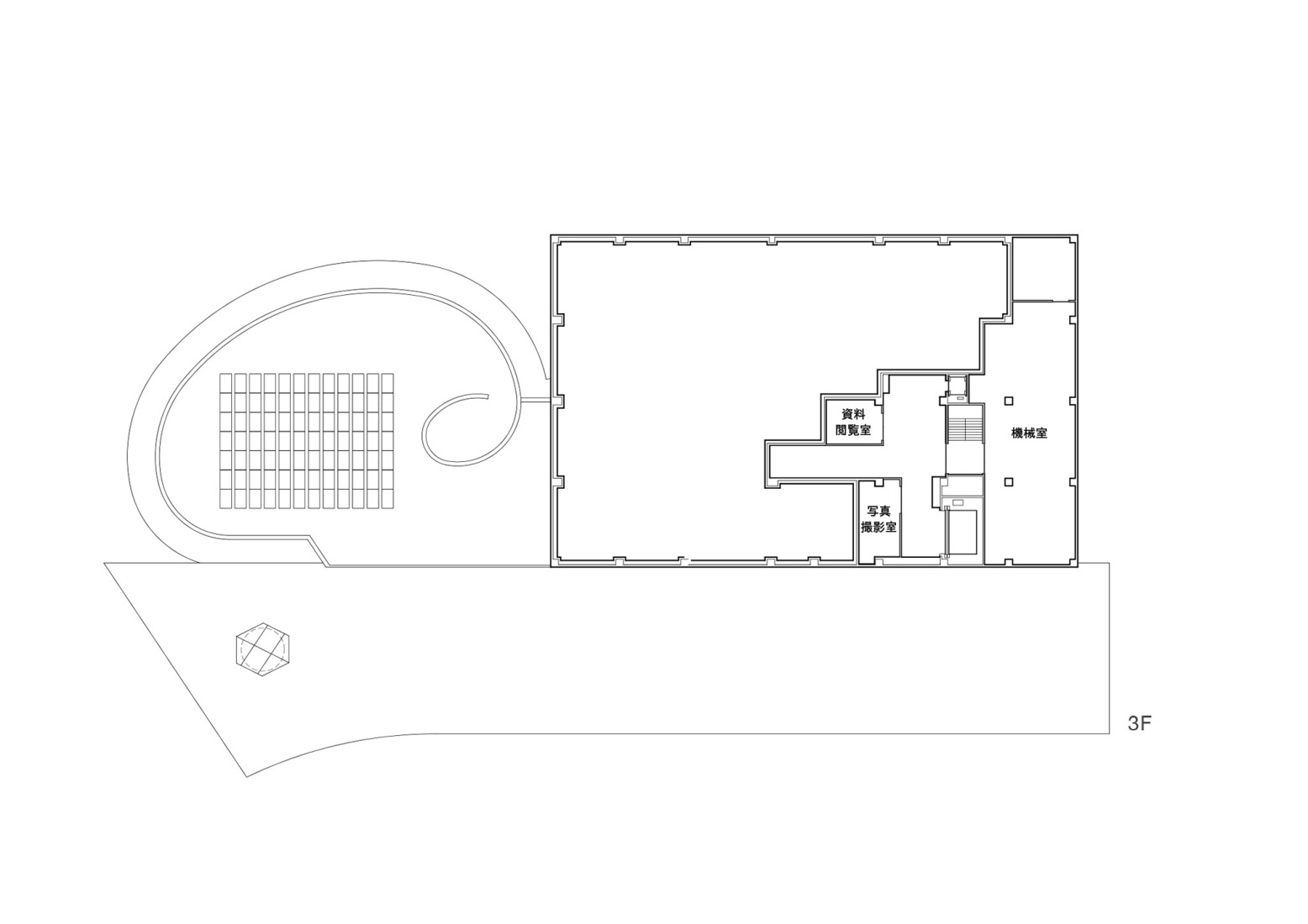 Third floor plan. Toyota City Museum by Shigeru Ban.