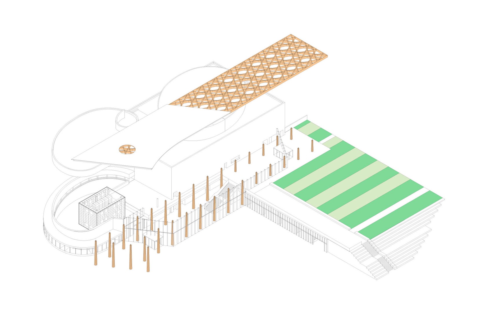 Axonometry. Toyota City Museum by Shigeru Ban.