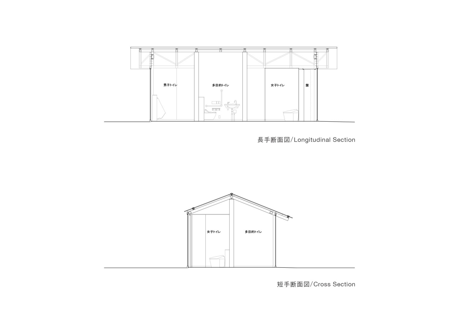 Outside bathrooms elevations. Toyota City Museum by Shigeru Ban.