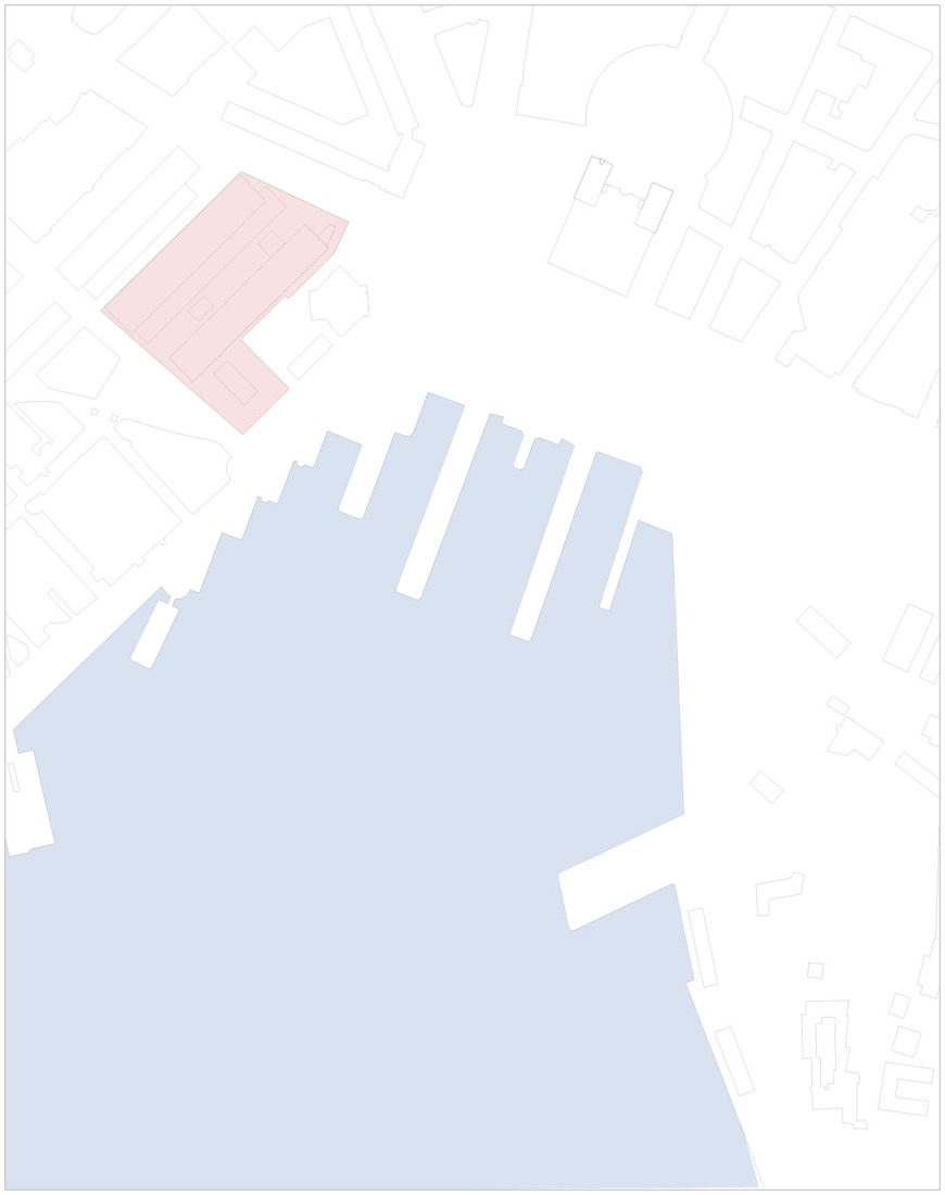 Plano de situación. Museo nacional de arte, arquitectura y diseño de Noruega por Kleihues + Schuwerk Architects.
