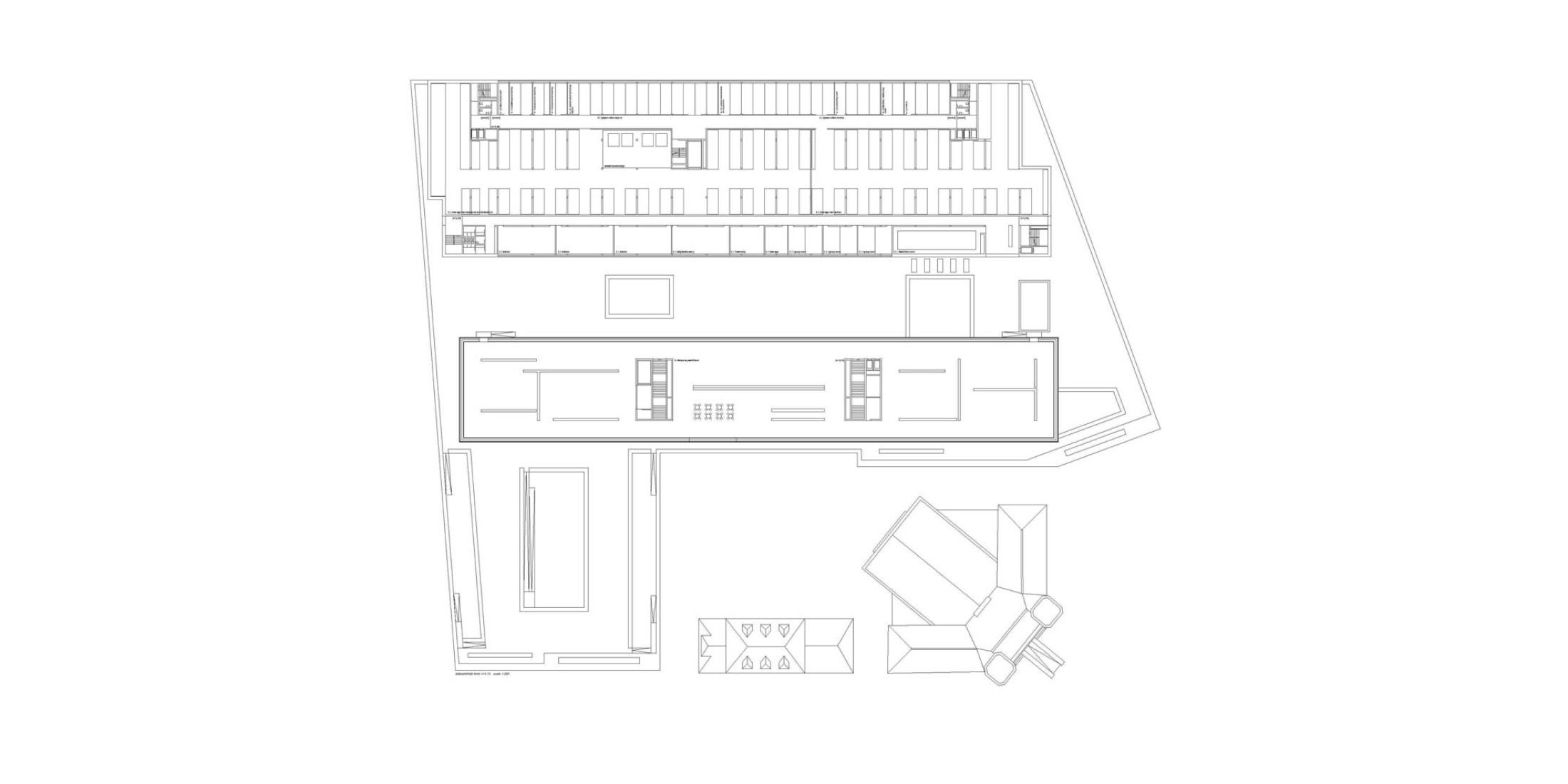 Plano de planta segunda. Museo nacional de arte, arquitectura y diseño de Noruega por Kleihues + Schuwerk Architects.