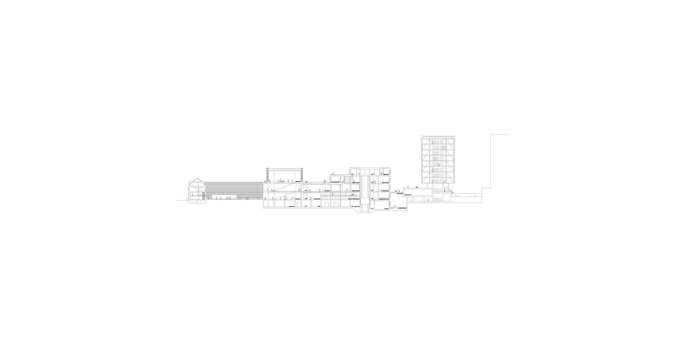 Sección. Museo nacional de arte, arquitectura y diseño de Noruega por Kleihues + Schuwerk Architects.