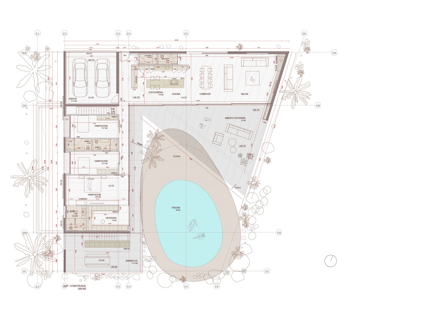 Execution floor plan. Aliforniana House by Subarquitectura.