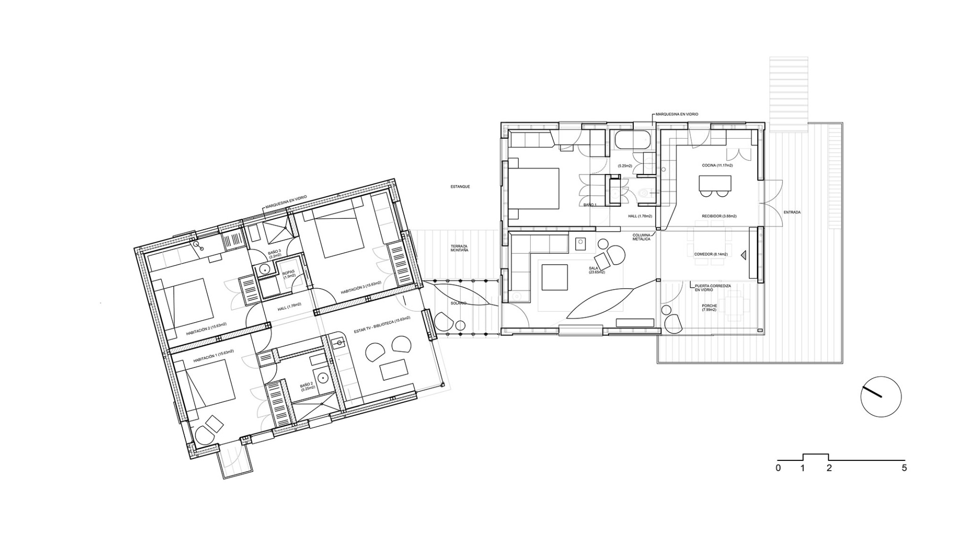 Second phase floor plan. Carupa House by Bermúdez Architects.