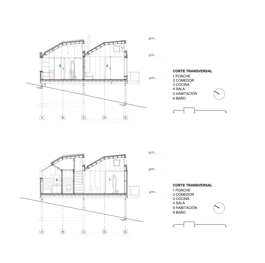 Transversals sections. Carupa House by Bermúdez Architects.