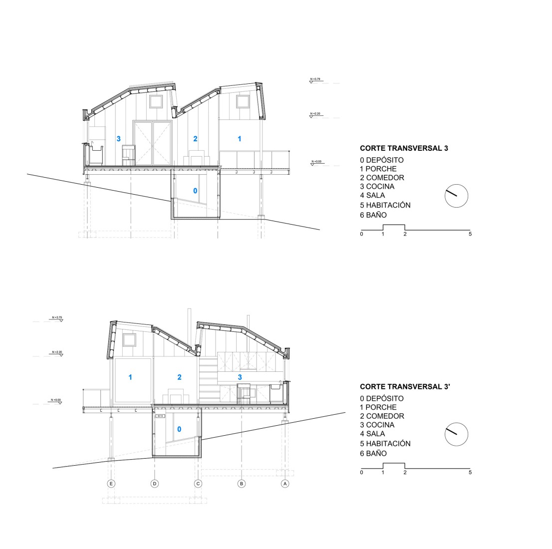 Transversals sections. Carupa House by Bermúdez Architects.