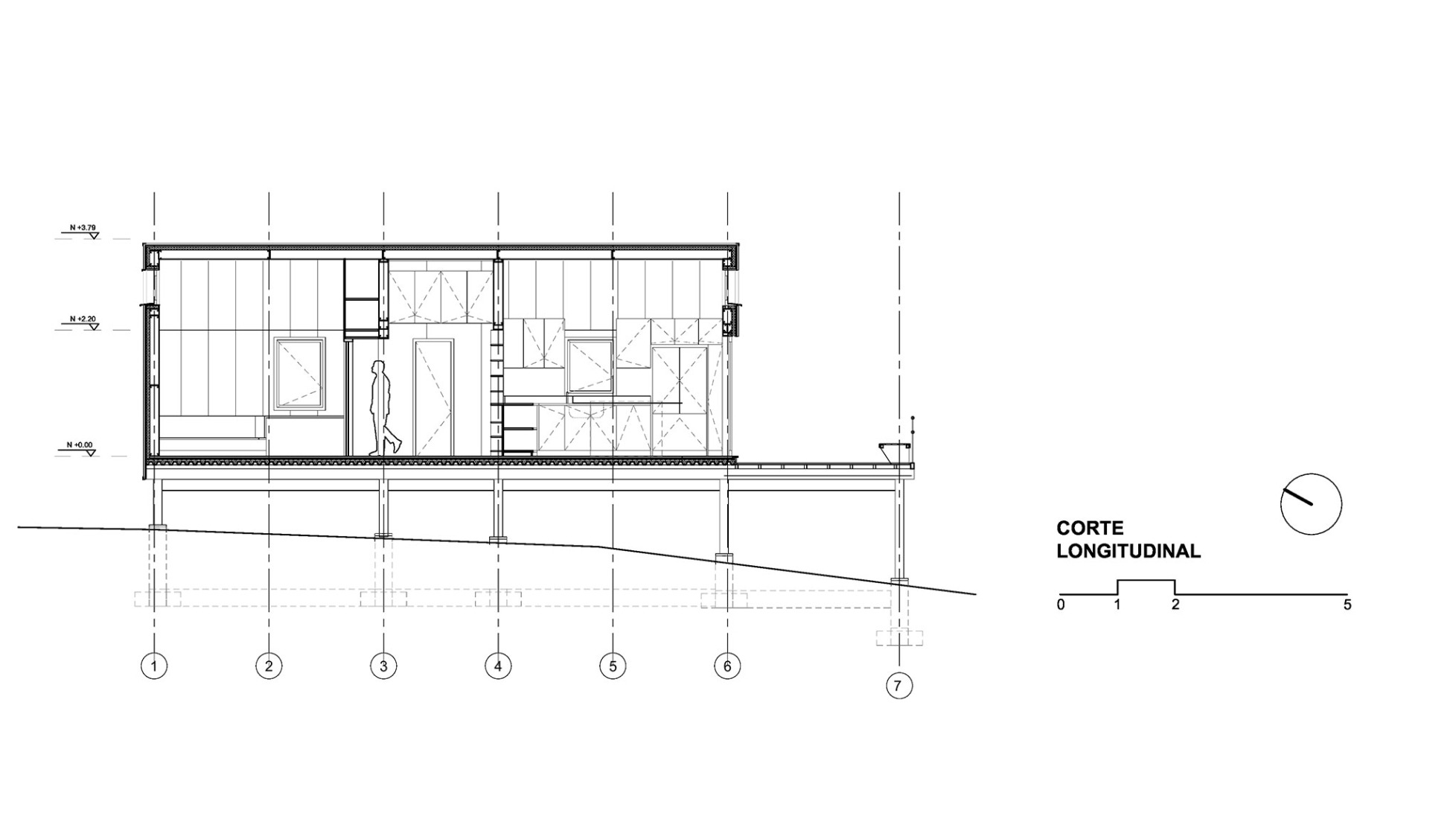 Longitudinal section. Carupa House by Bermúdez Architects.