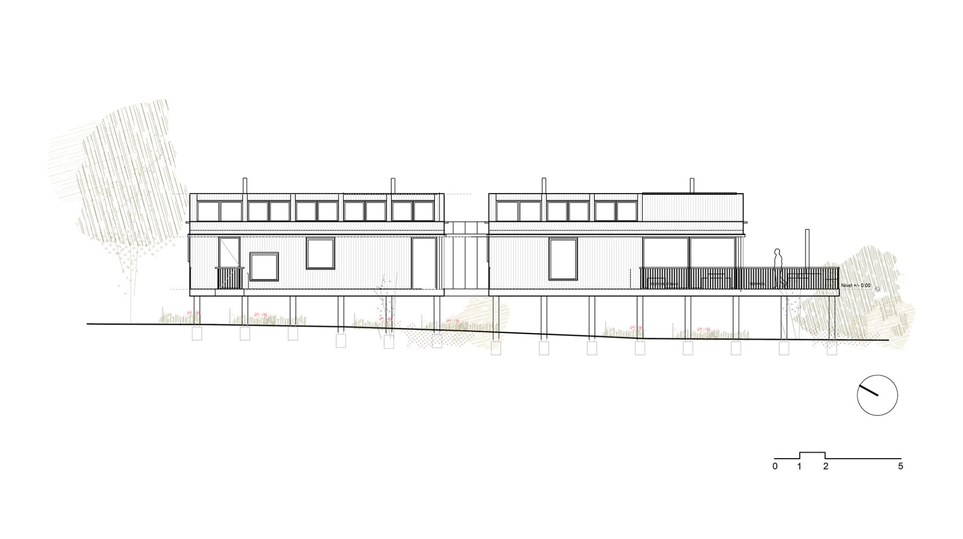 Elevation. Carupa House by Bermúdez Architects.