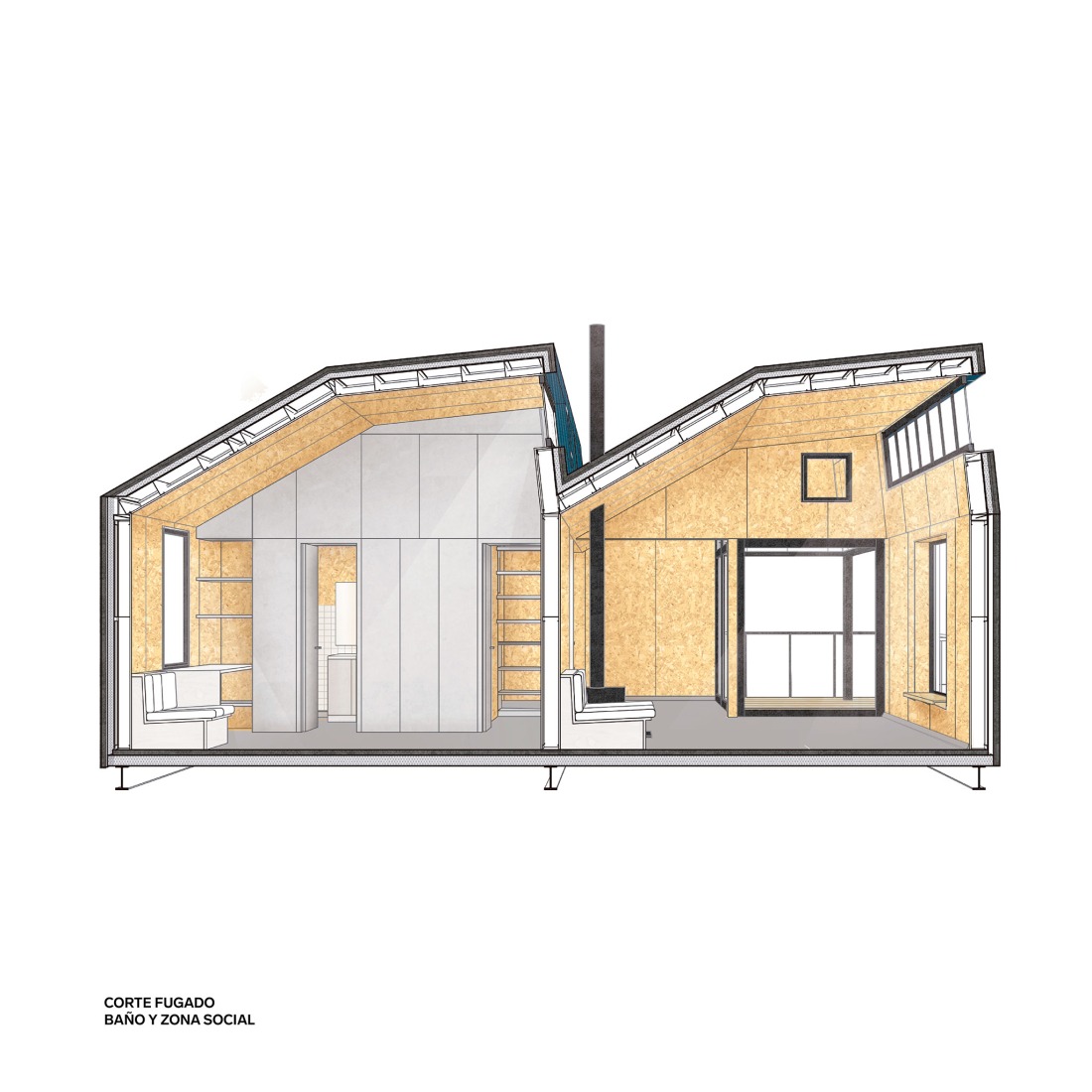 Fugitive section. Carupa House by Bermúdez Architects.