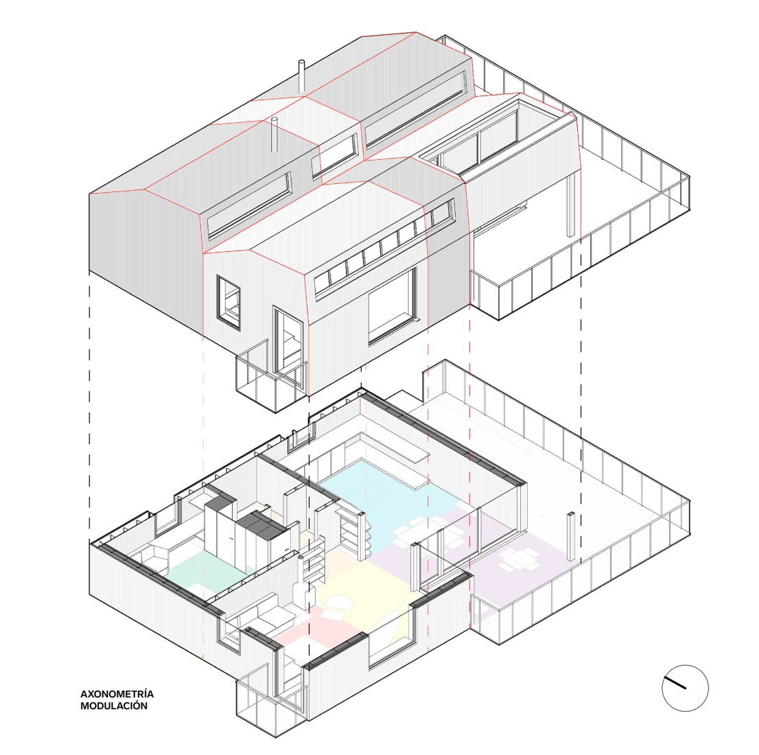 Axonometry. Carupa House by Bermúdez Architects.