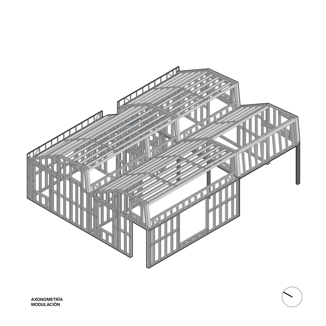 Axonometry of the previous state. Carupa House by Bermúdez Architects.