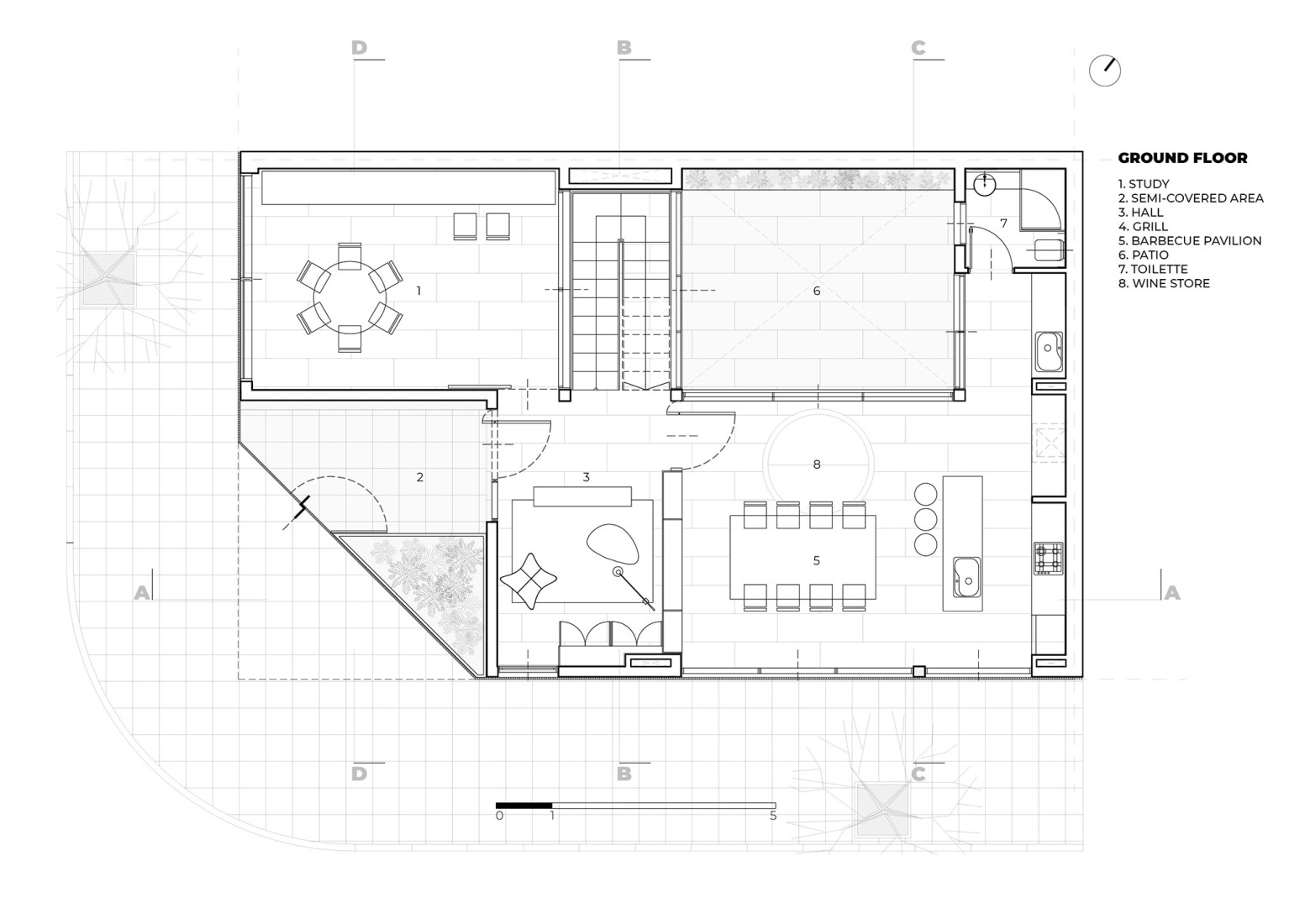 Ground floor plan. Manuela Pedraza House by OADD arquitectos.