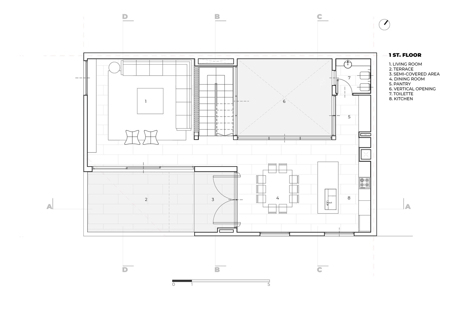 First floor plan. Manuela Pedraza House by OADD arquitectos.