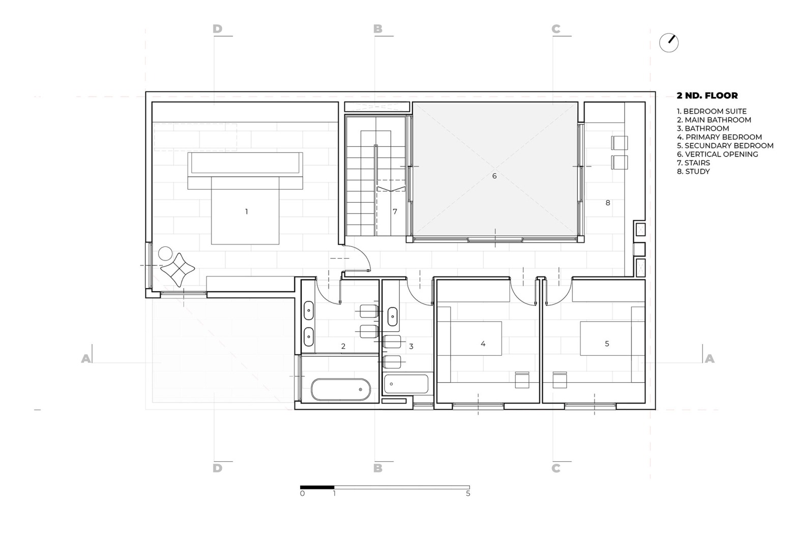 Second floor plan. Manuela Pedraza House by OADD arquitectos.