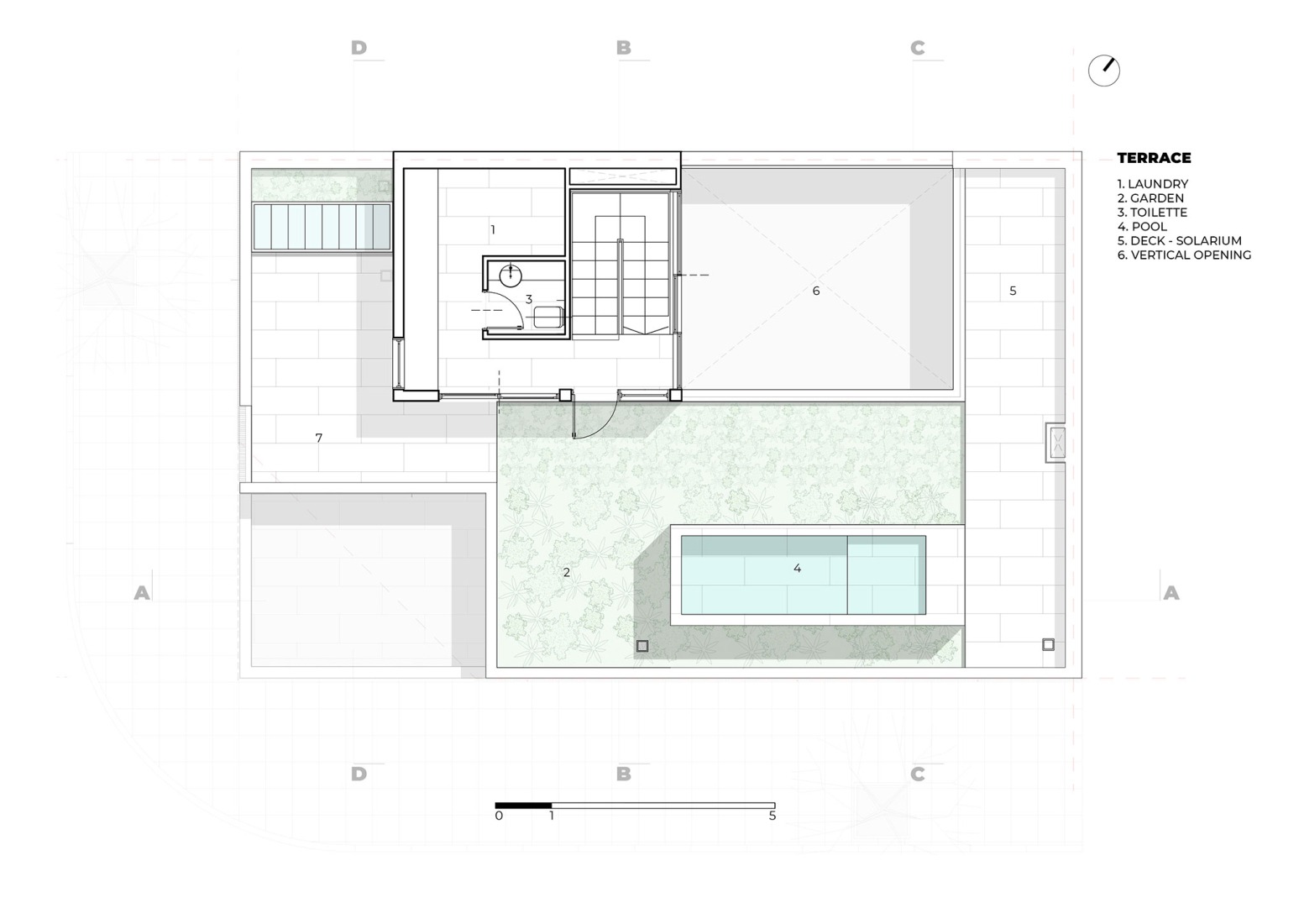 Terrace plan. Manuela Pedraza House by OADD arquitectos.