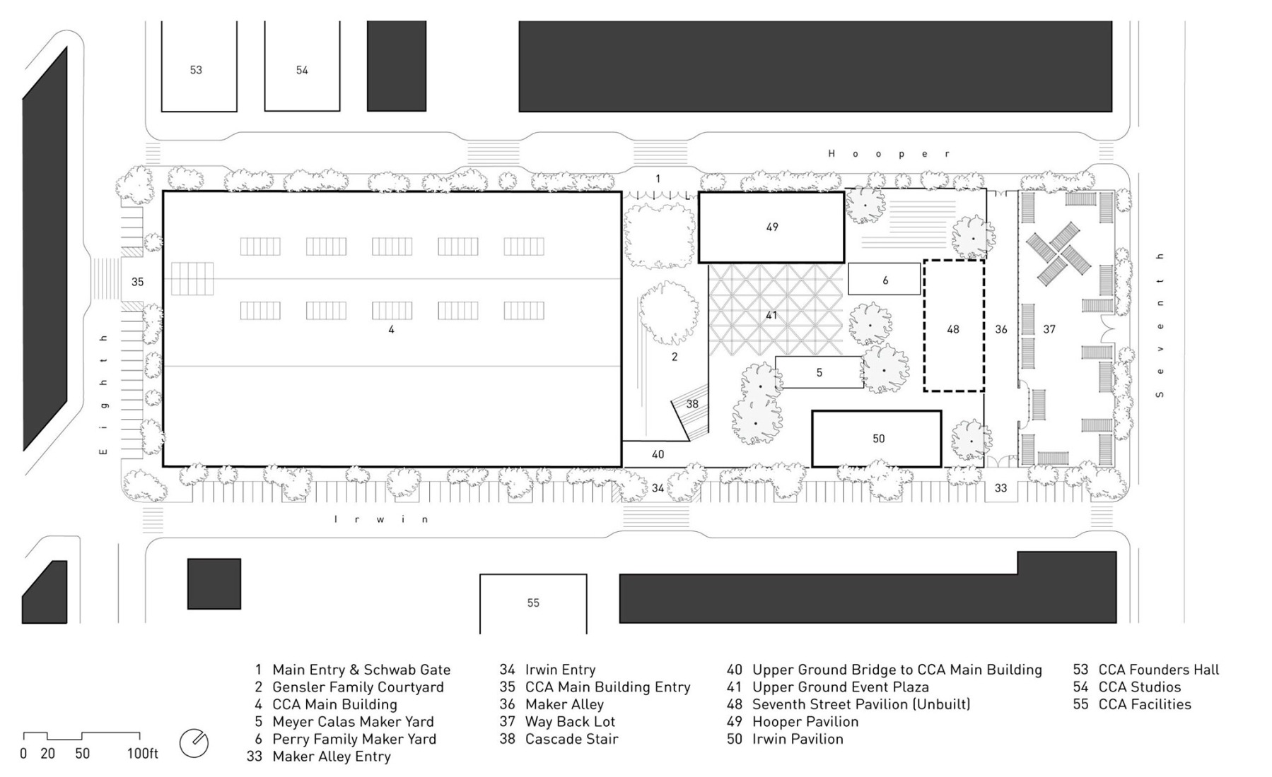 Site plan. California College of the Arts Campus Expansion by Studio Gang. 