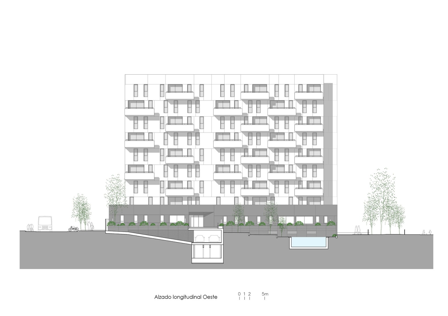 Alzado urbanización. Edificio Residencial Alborada por Alejandro Muñoz Miranda.