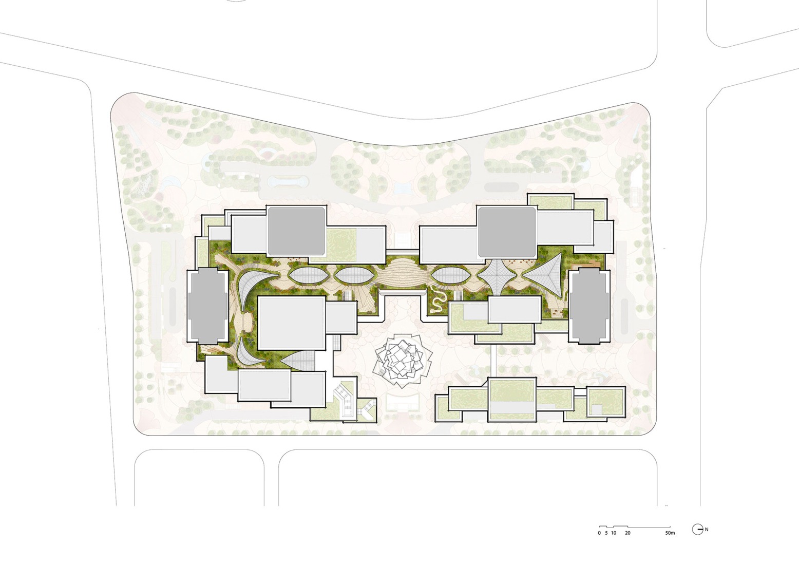 Roof floor plan. The Xi’an Culture Business District by Heatherwick studio.