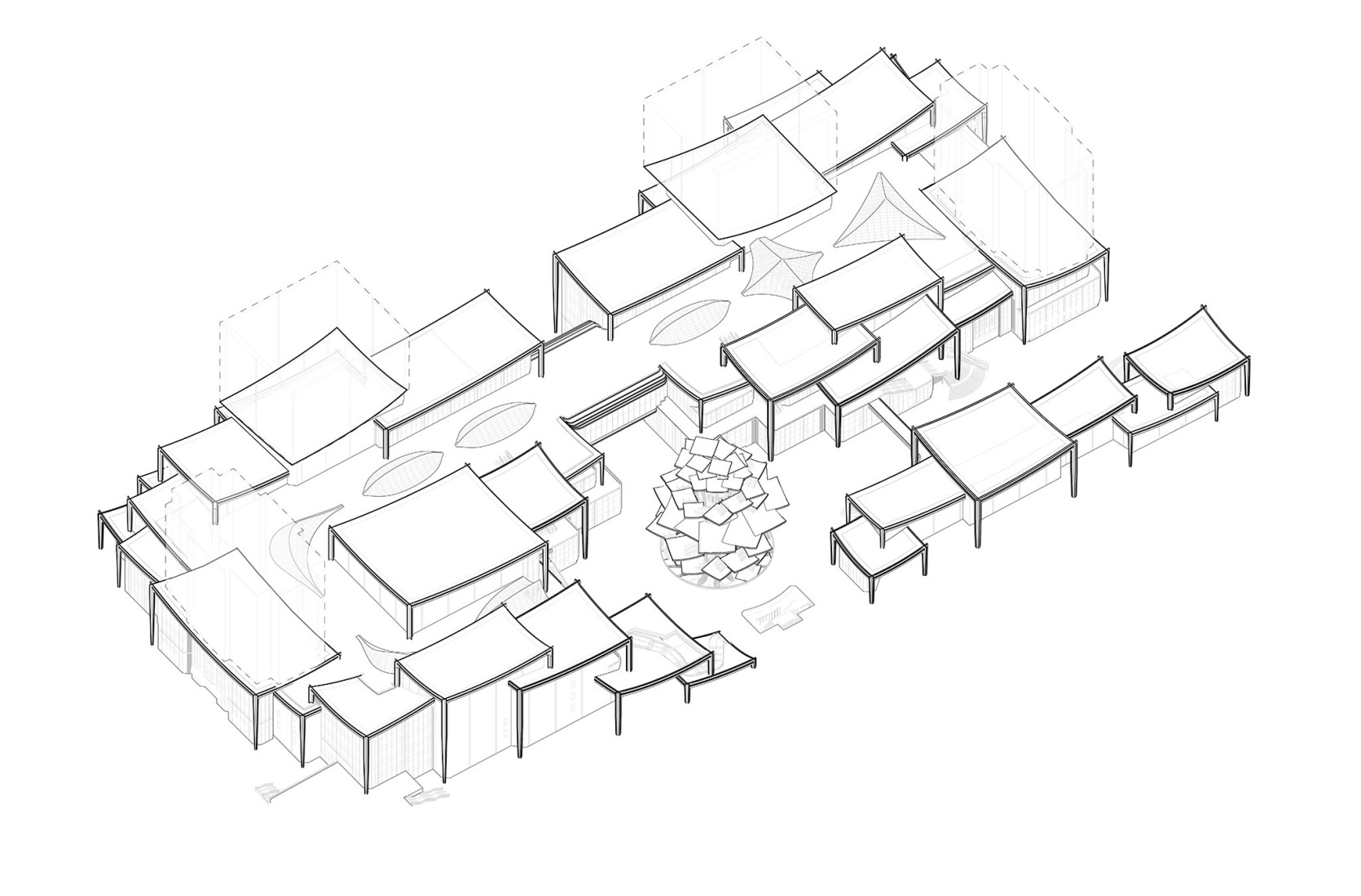 Axonometry. The Xi’an Culture Business District by Heatherwick studio.