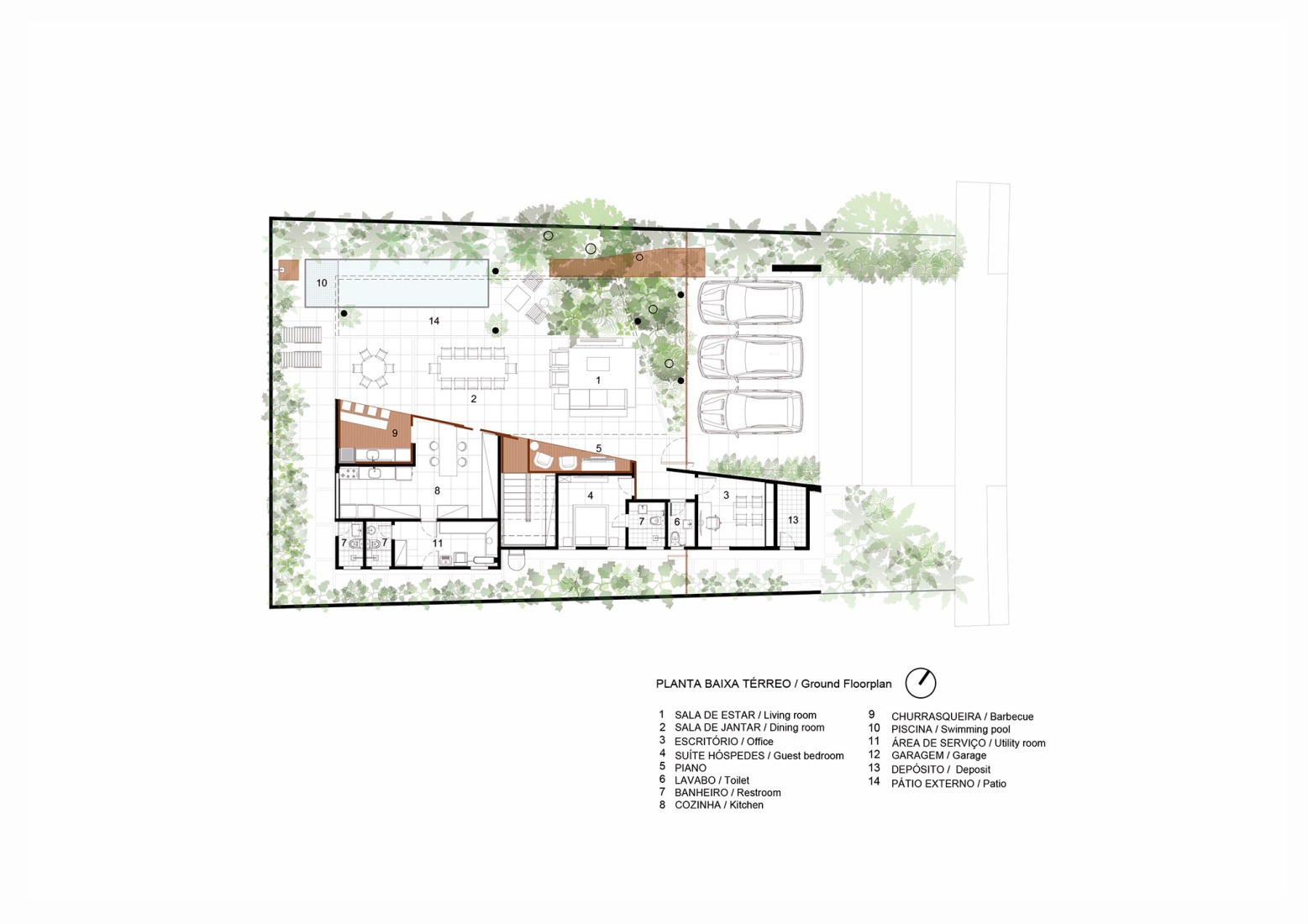 Ground floor plan. "Casa da Sombra" by Laurent Troost Architectures.