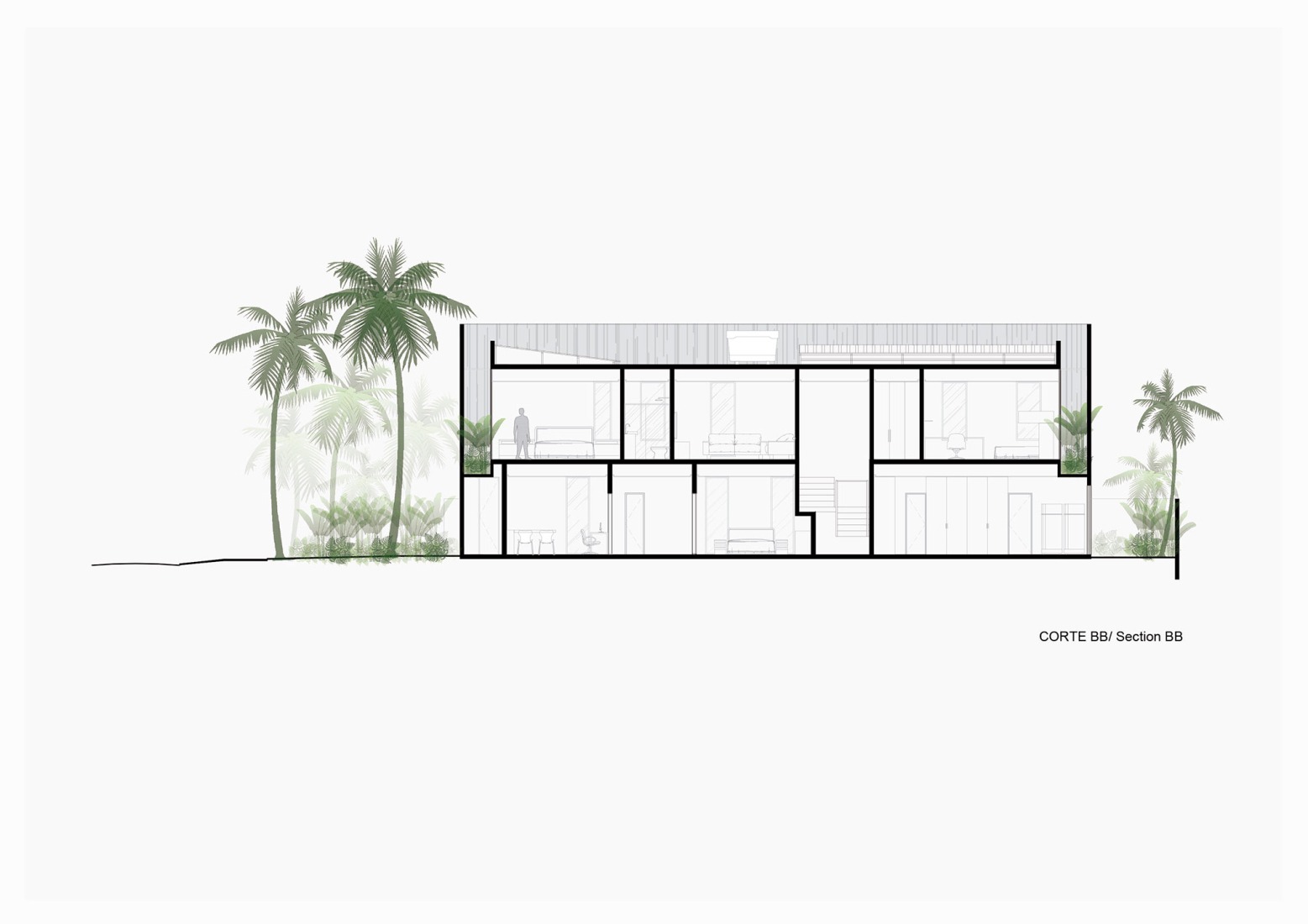Section BB. "Casa da Sombra" by Laurent Troost Architectures.