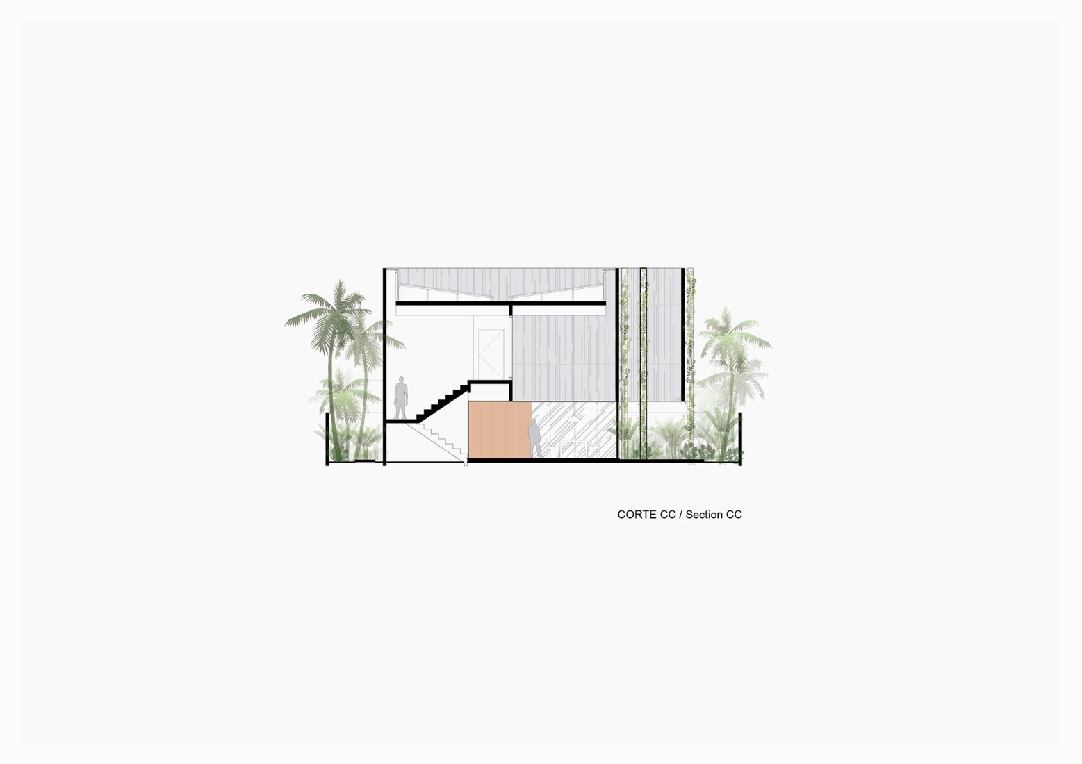 Section CC. "Casa da Sombra" by Laurent Troost Architectures.
