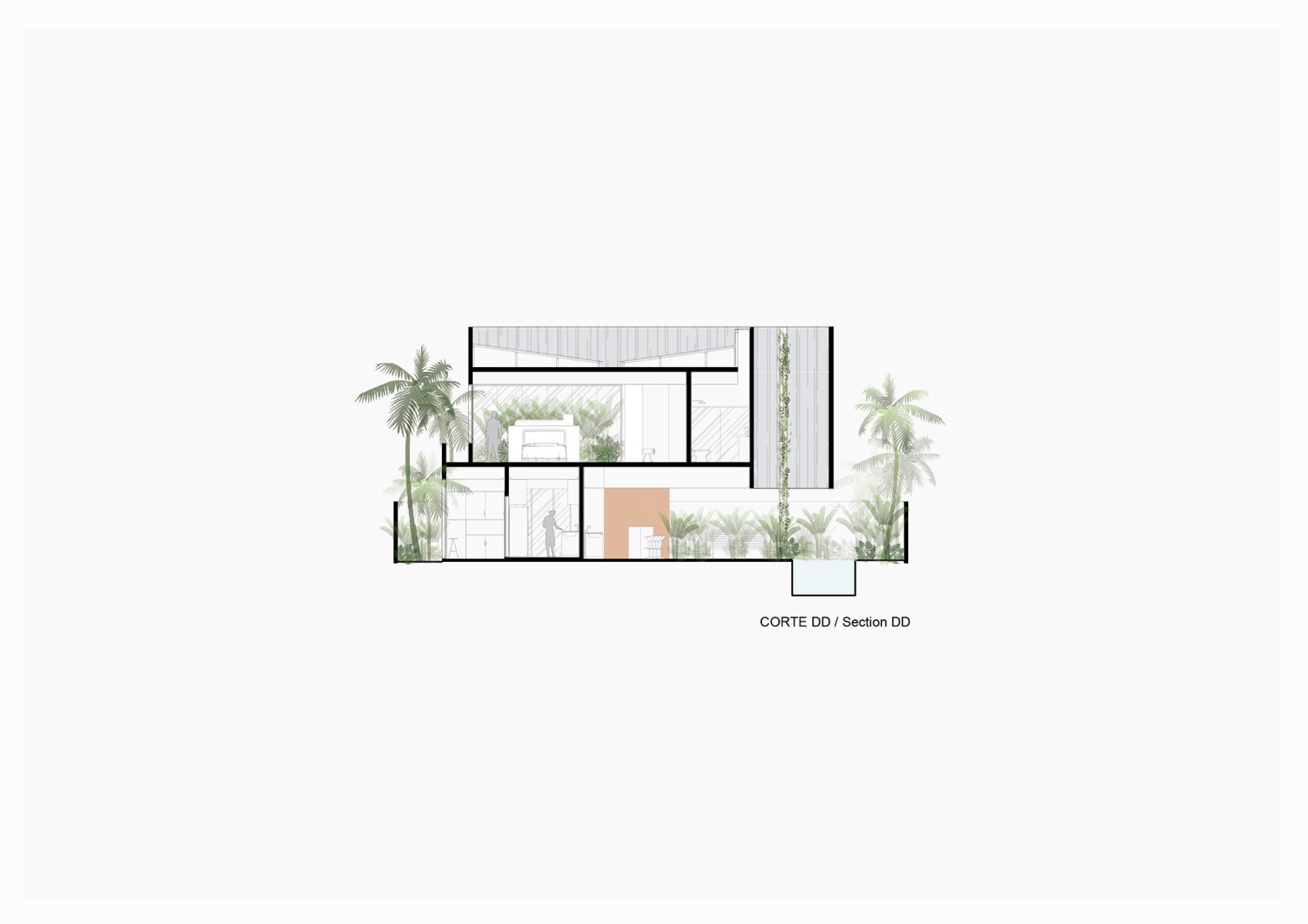 Section DD. "Casa da Sombra" by Laurent Troost Architectures.