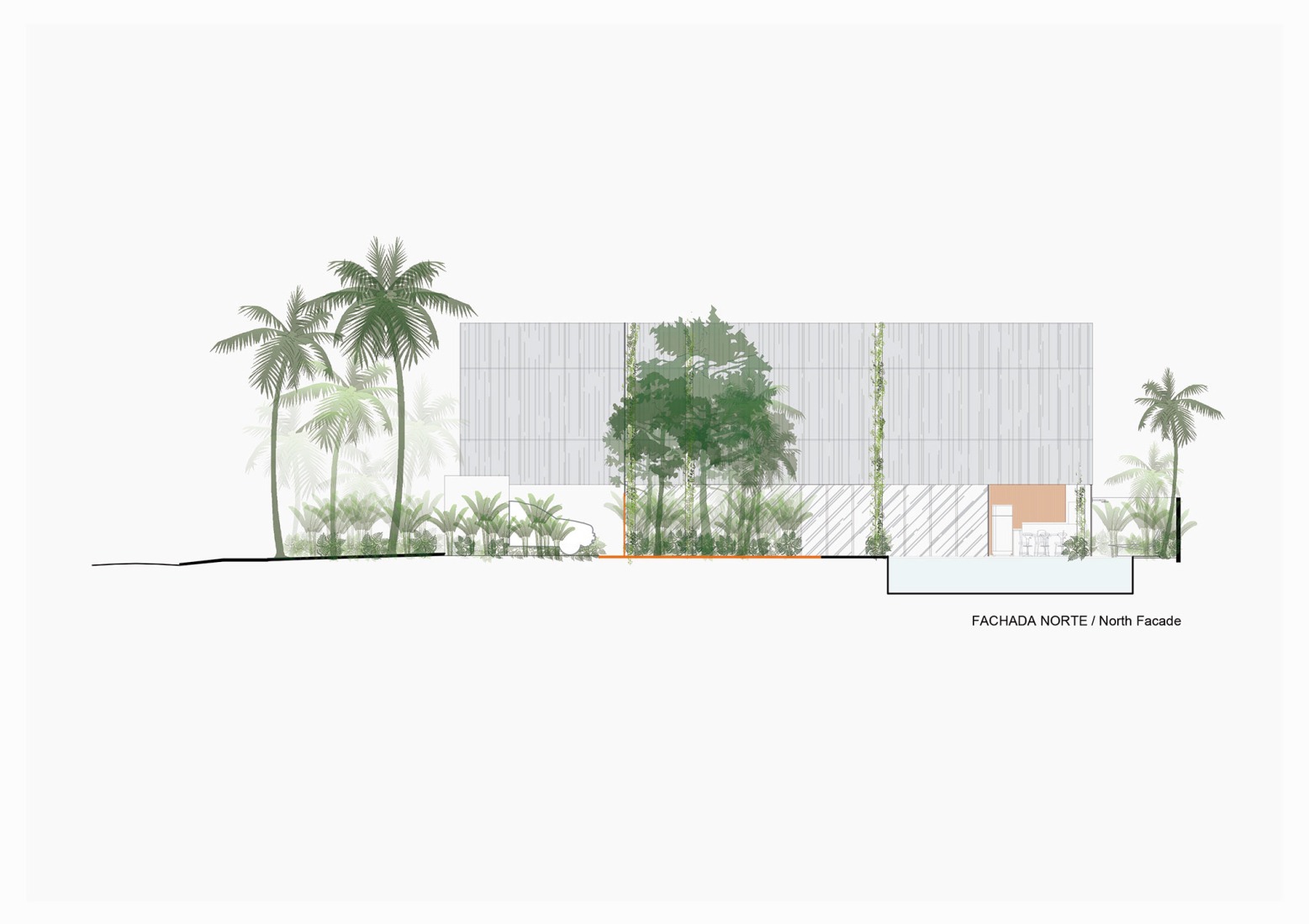 North elevation. "Casa da Sombra" by Laurent Troost Architectures.